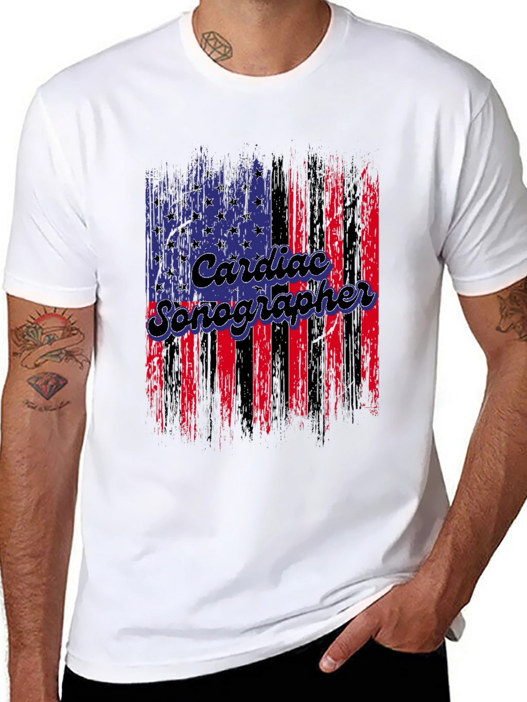 Cardiac Sonographer American Flag T-Shirt