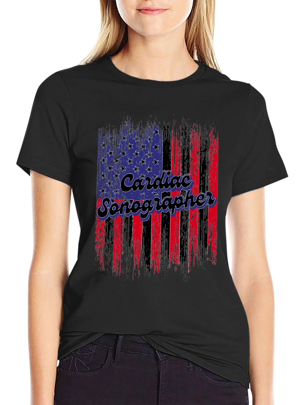 Cardiac Sonographer American Flag T-Shirt