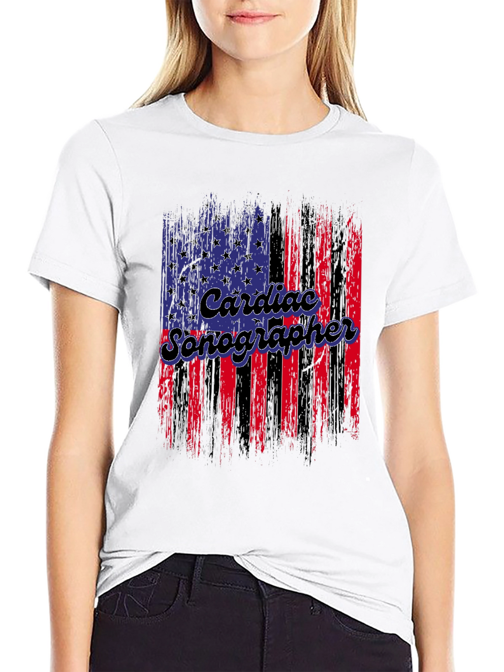 Cardiac Sonographer American Flag T-Shirt