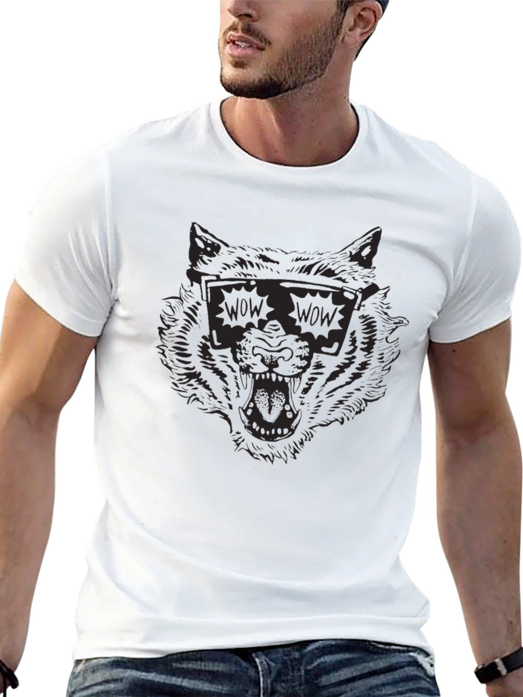 Cool Wolf WOW Sunglasses Graphic Tee