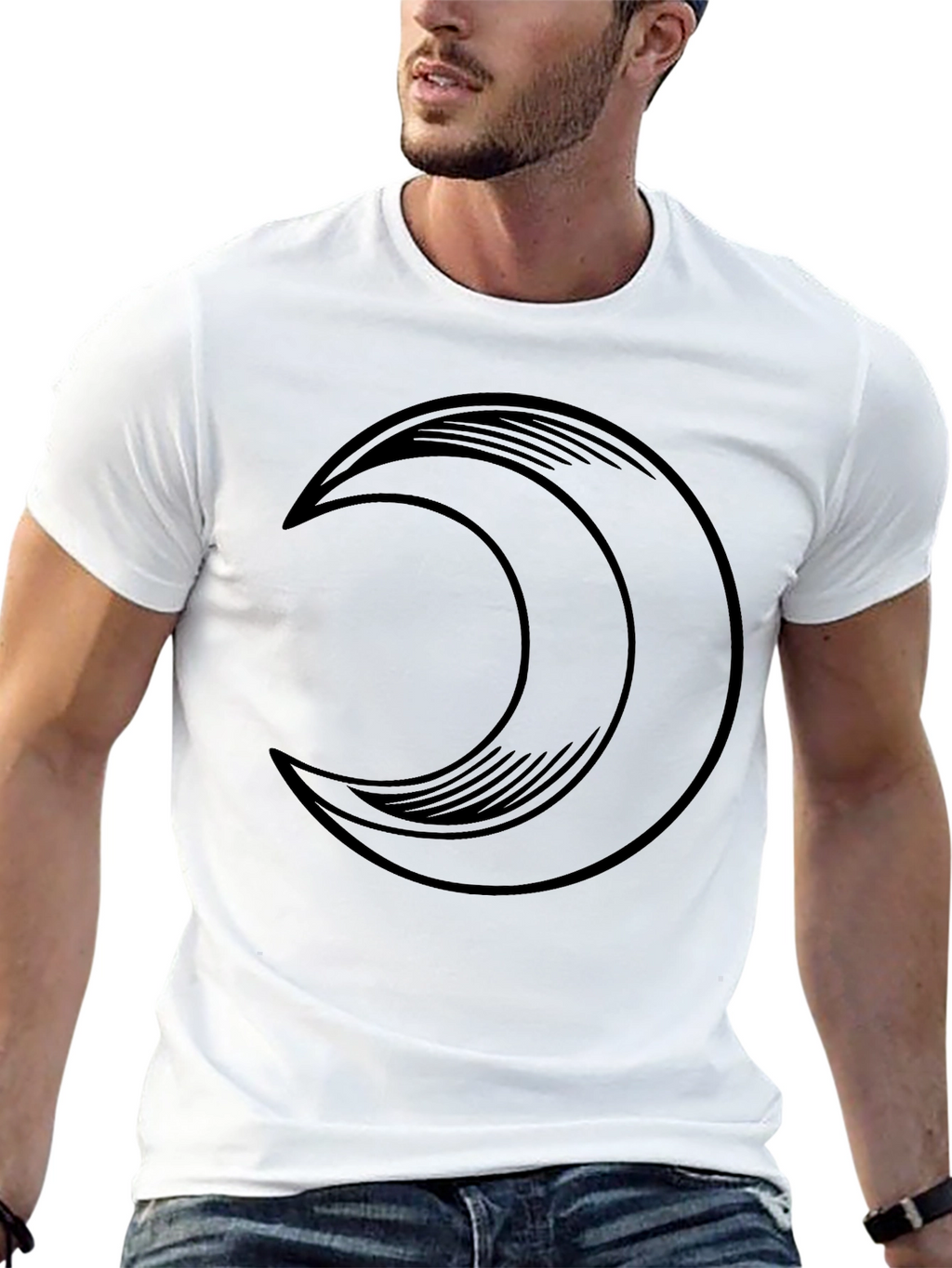 Crescent Moon Graphic Tee - Mens Black T-Shirt