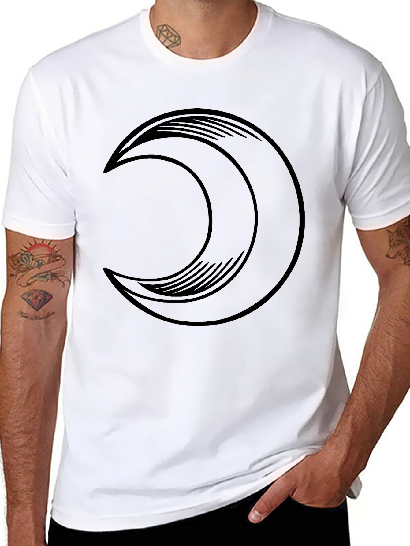 Crescent Moon Graphic Tee - Mens Black T-Shirt