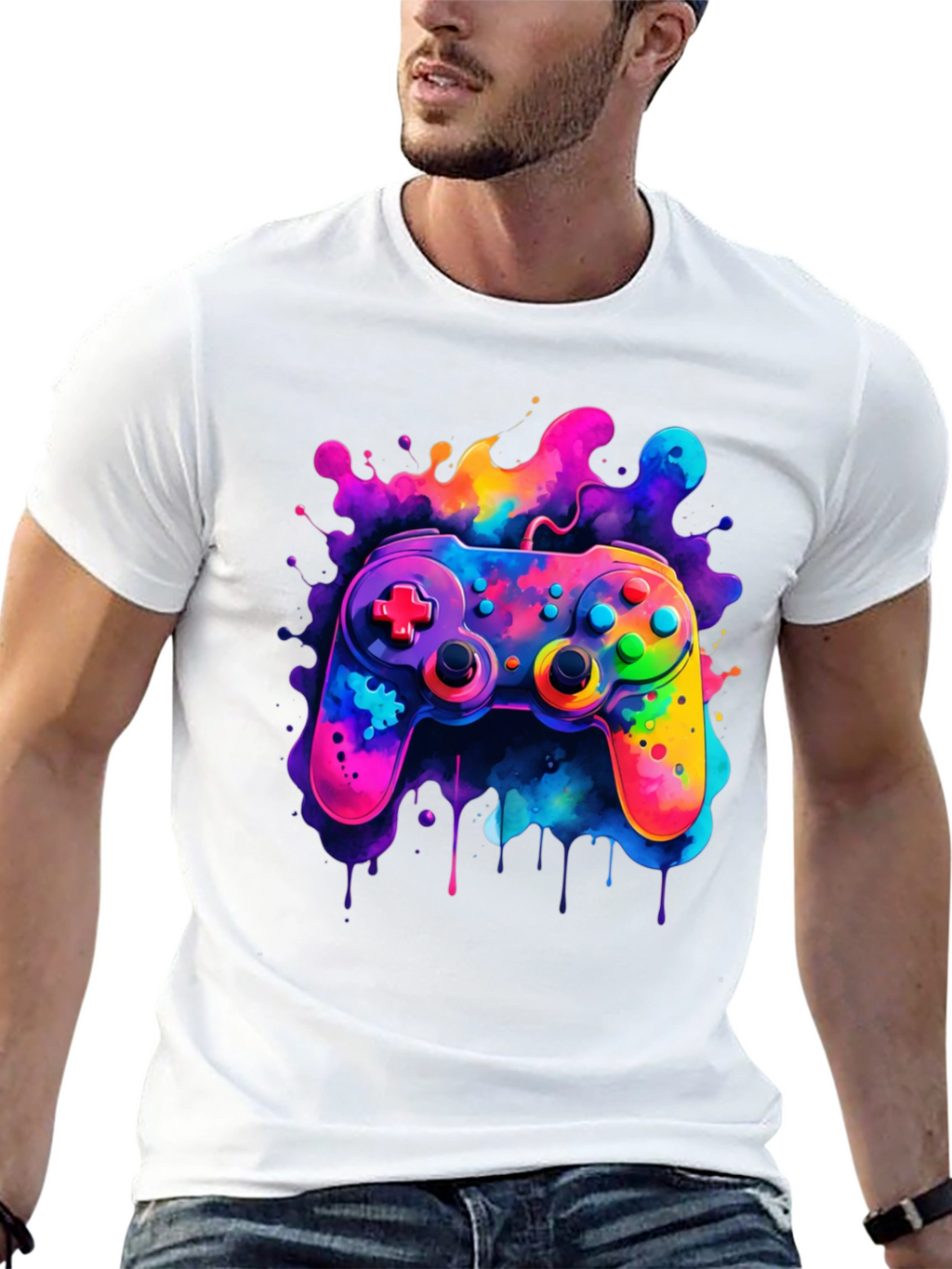 Vibrant Gaming Controller Graphic T-Shirt