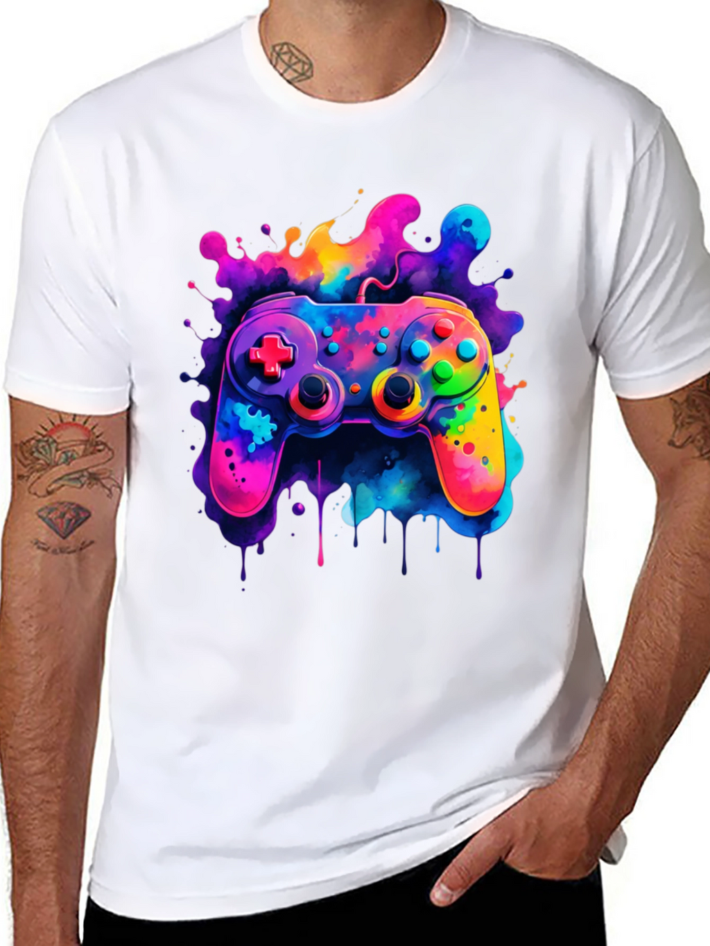 Vibrant Gaming Controller Graphic T-Shirt