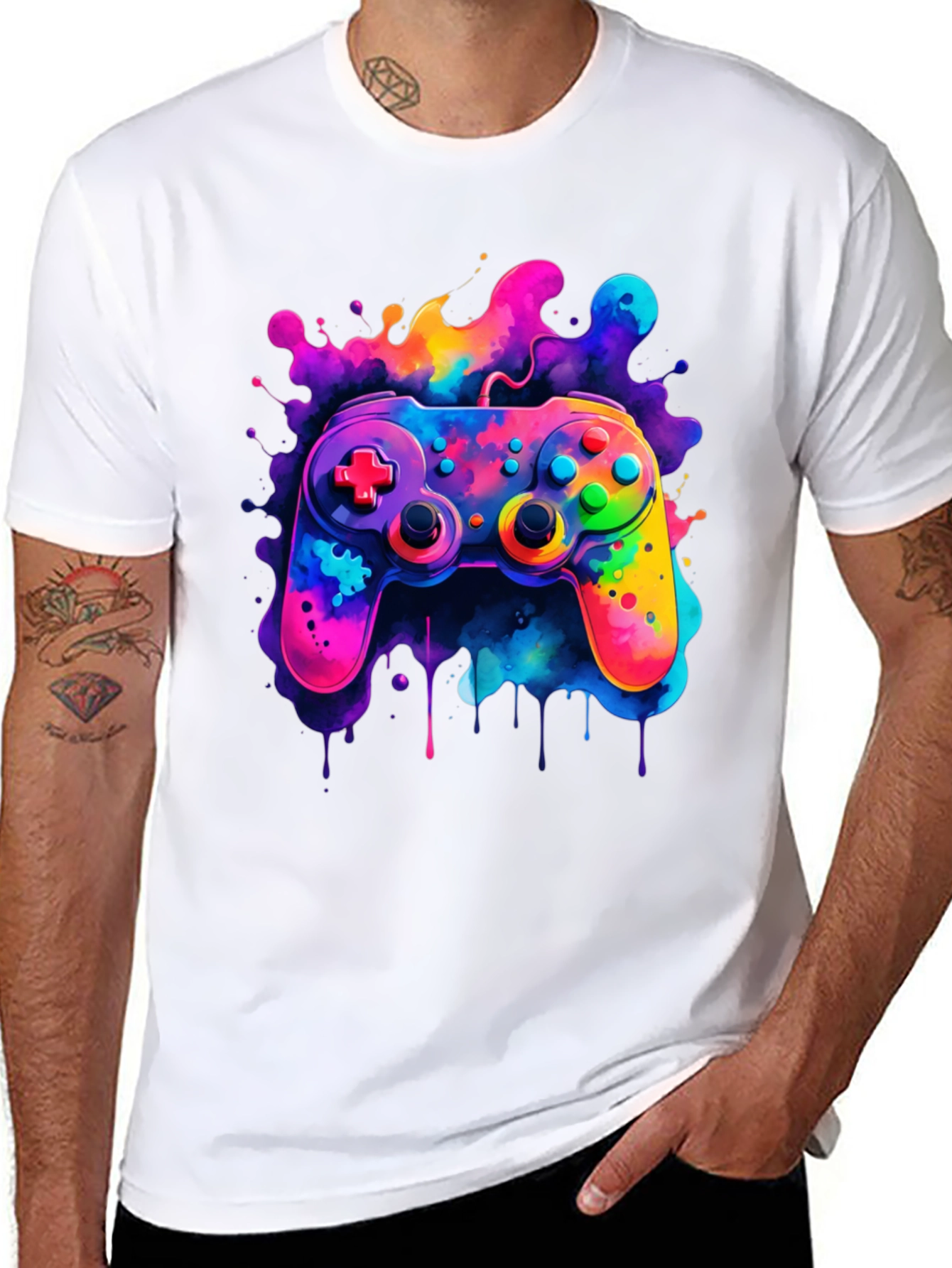 Vibrant Gaming Controller Graphic T-Shirt