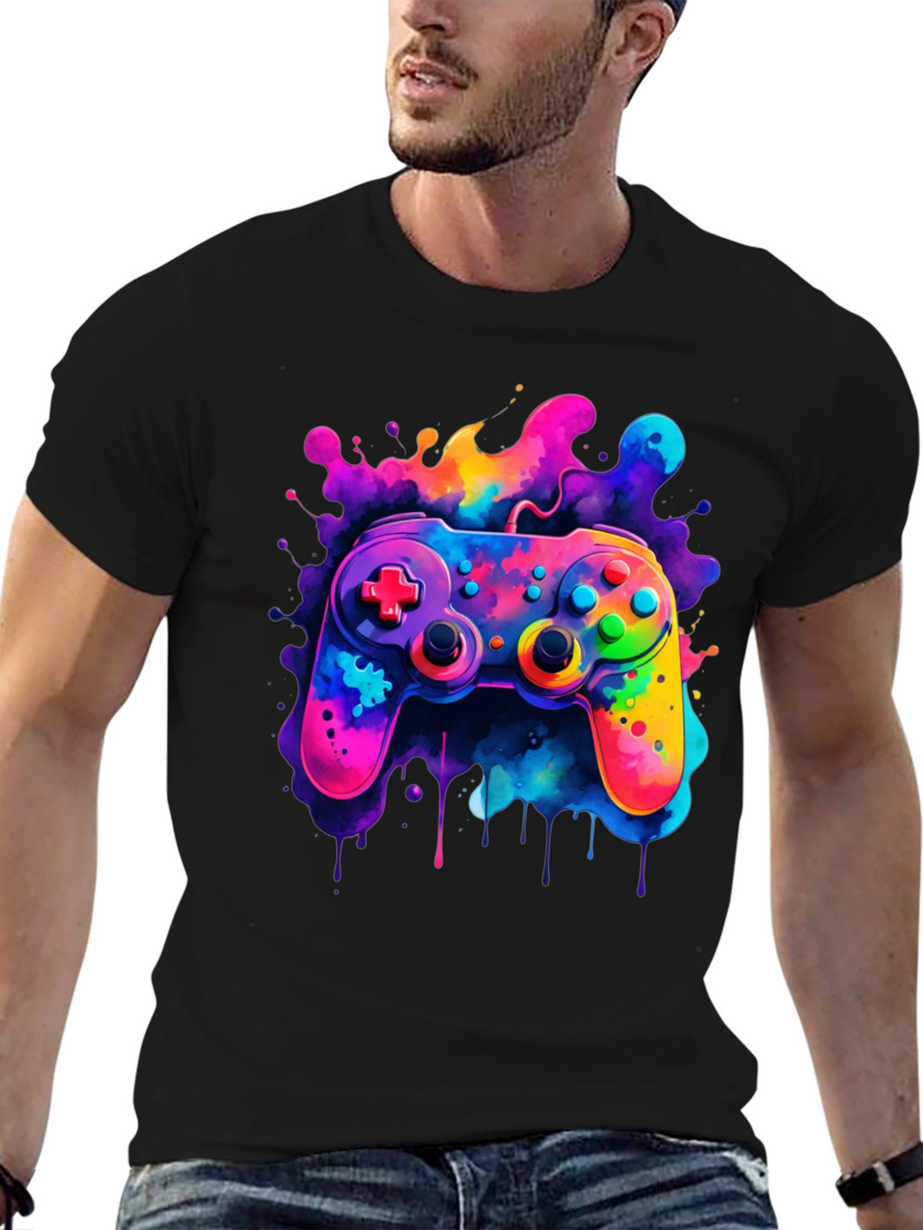 Vibrant Gaming Controller Graphic T-Shirt