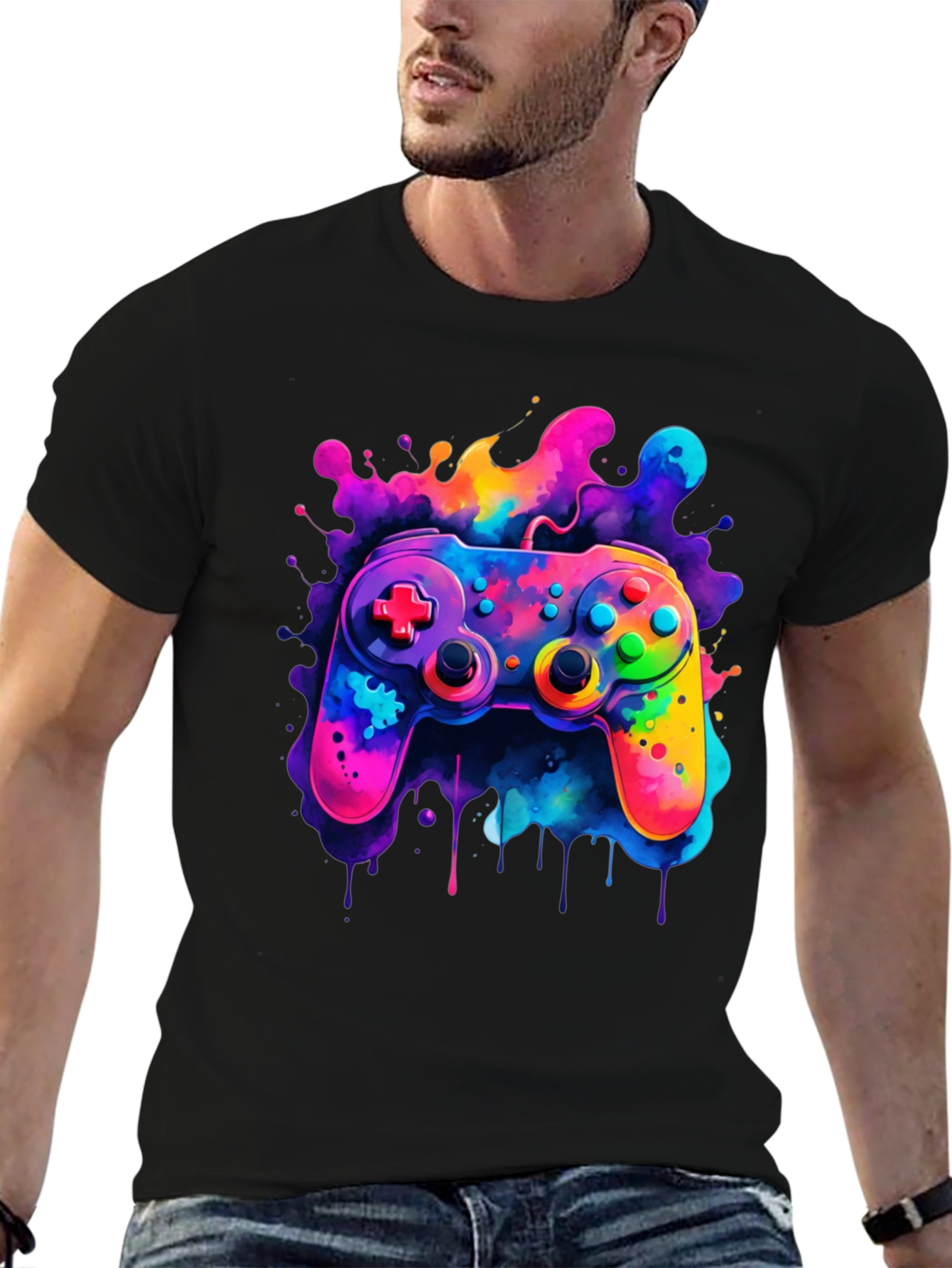 Vibrant Gaming Controller Graphic T-Shirt