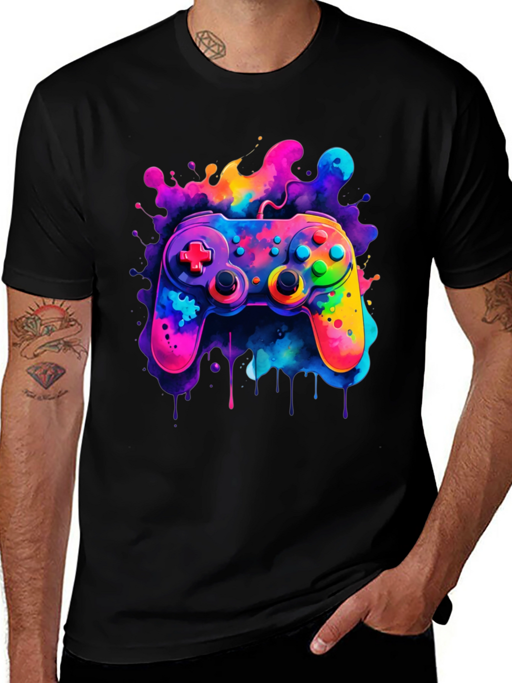 Vibrant Gaming Controller Graphic T-Shirt