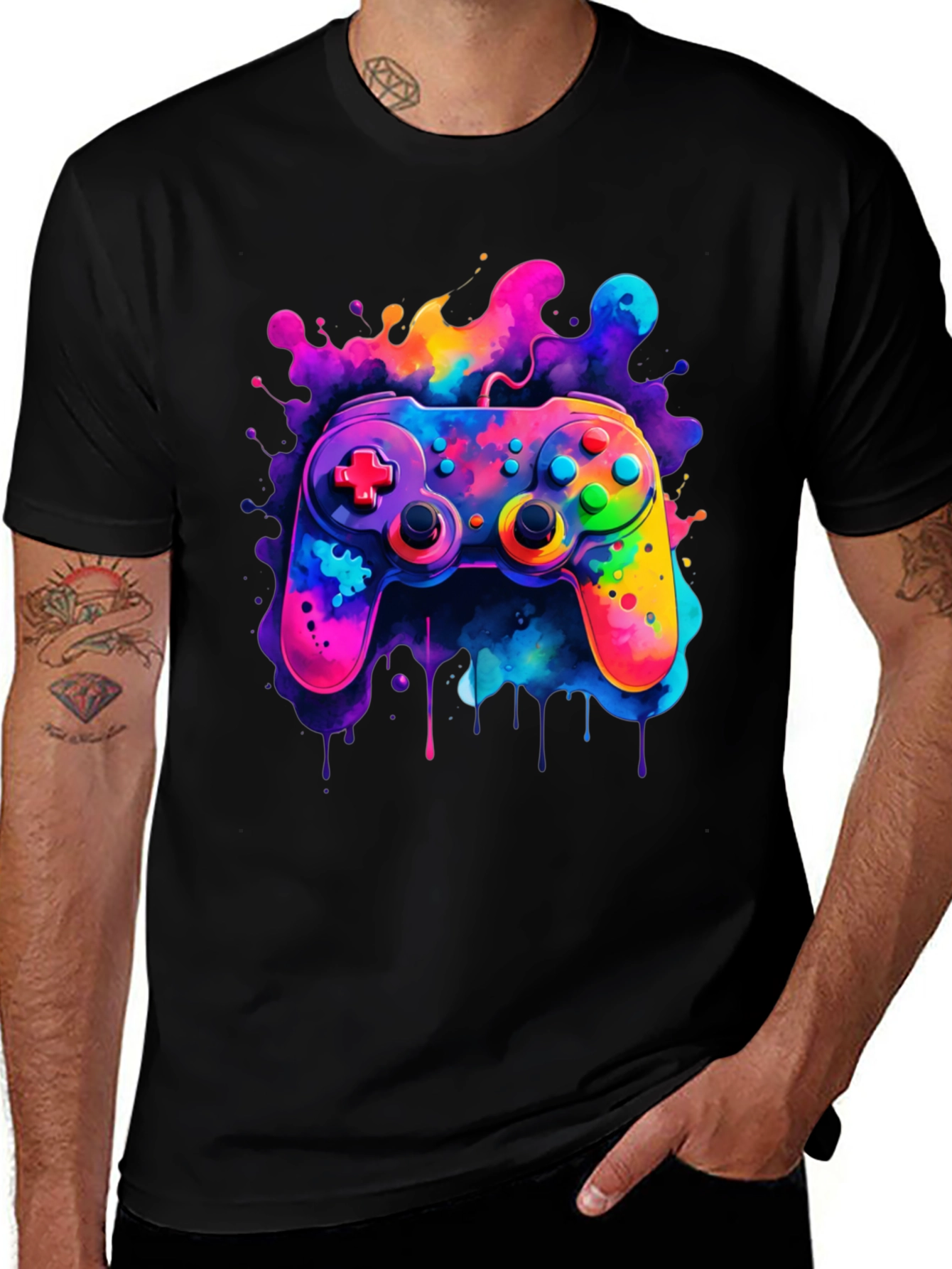 Vibrant Gaming Controller Graphic T-Shirt