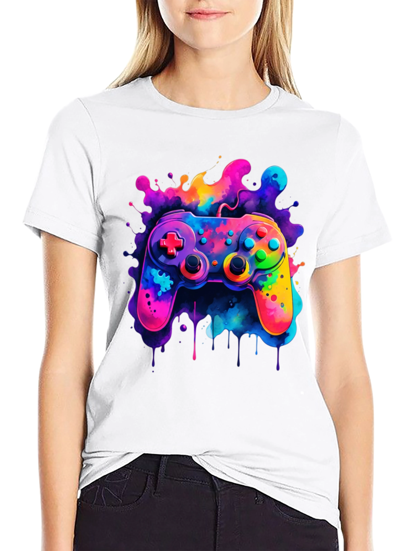 Vibrant Gaming Controller Graphic T-Shirt