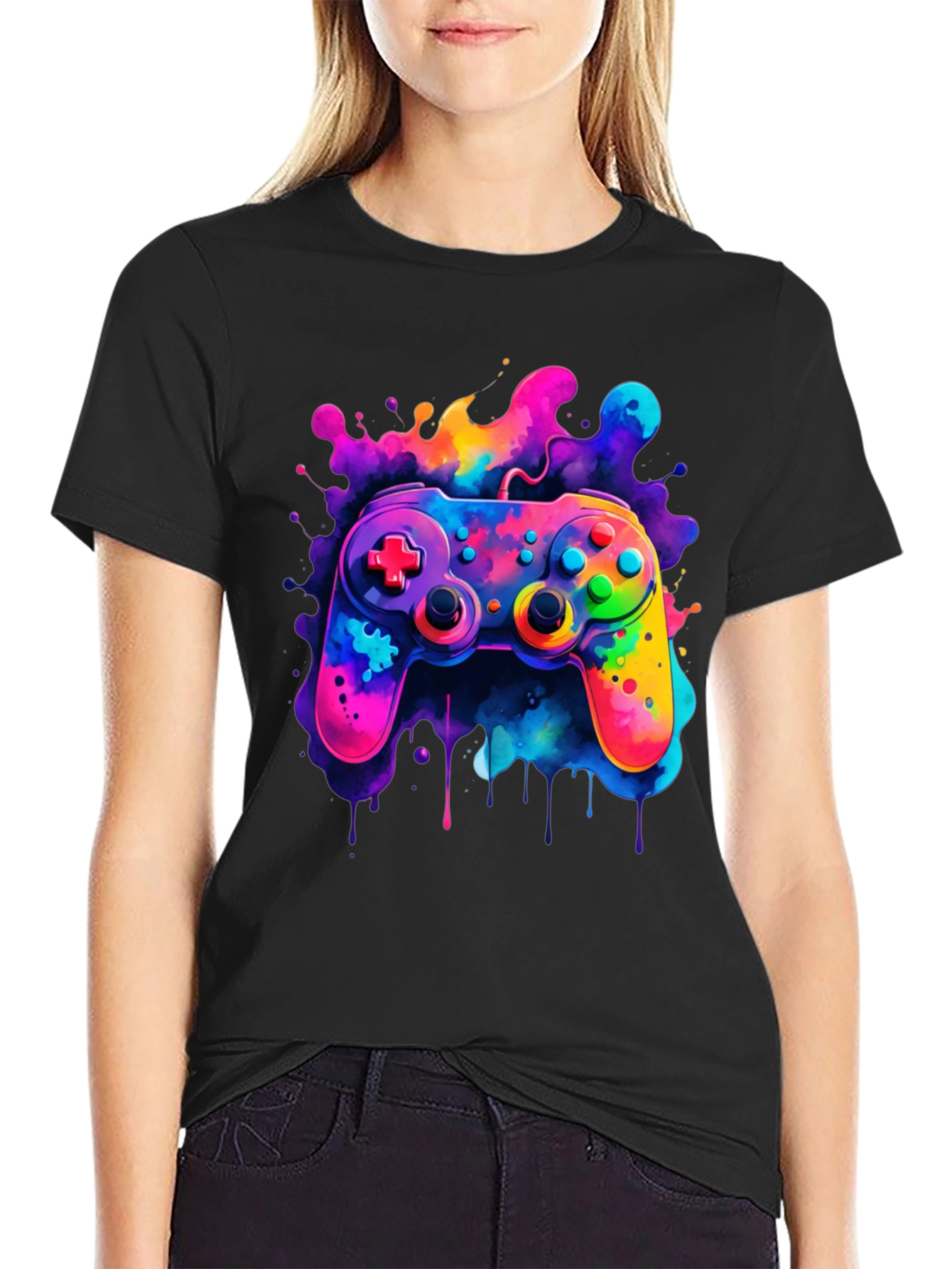Vibrant Gaming Controller Graphic T-Shirt