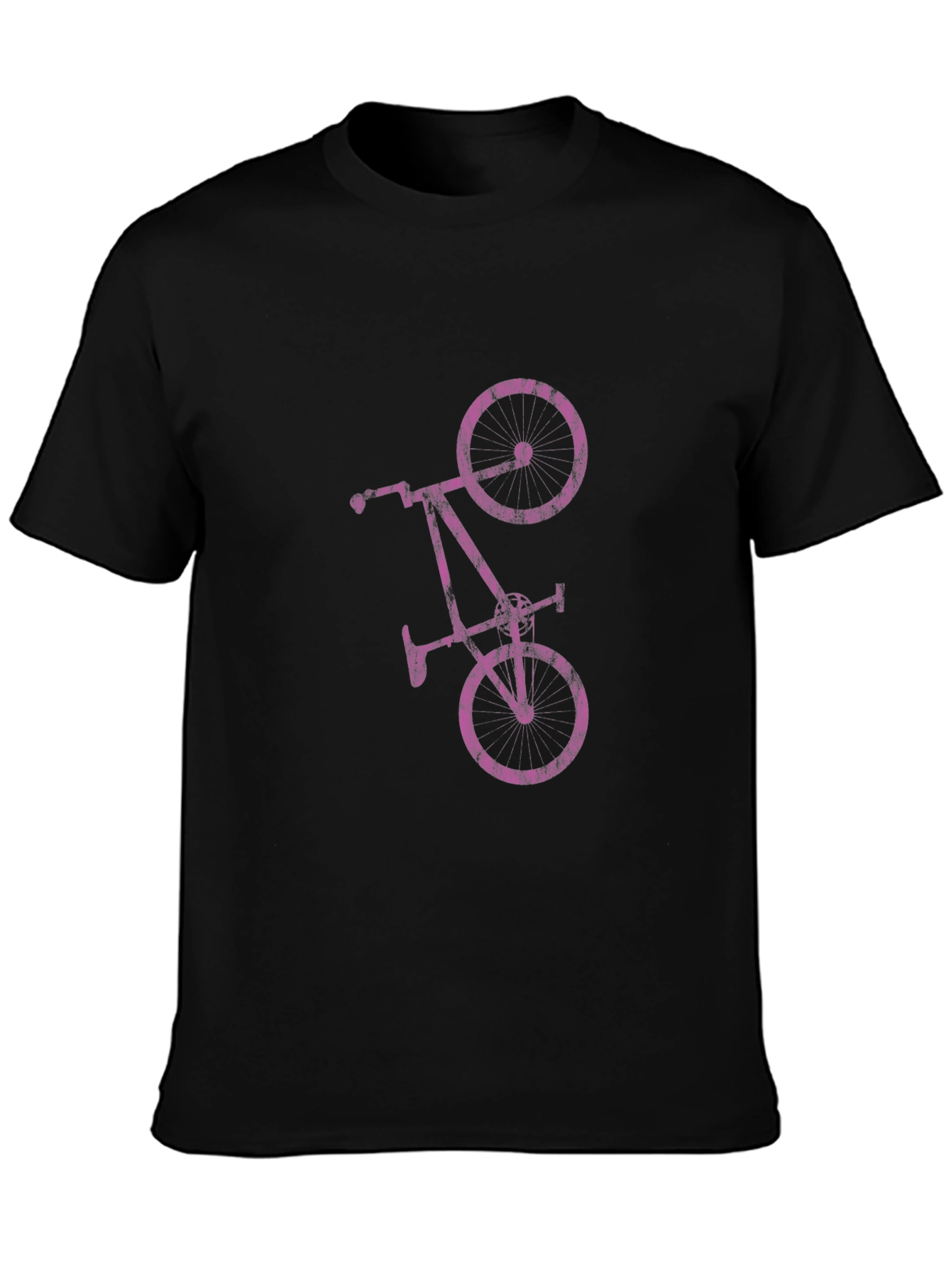 Black T-Shirt with Pink Bicycle Graphic