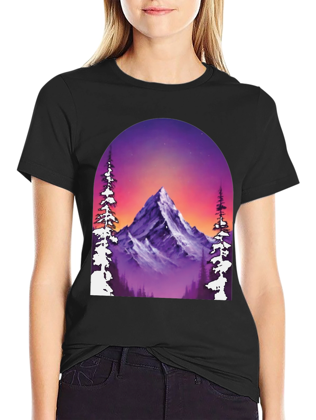 Mountain Vista Graphic Tee - Black Cotton Blend