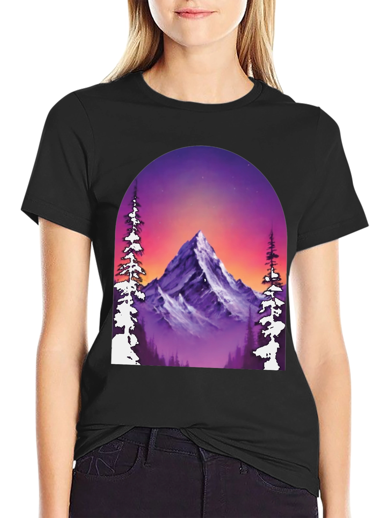 Mountain Vista Graphic Tee - Black Cotton Blend