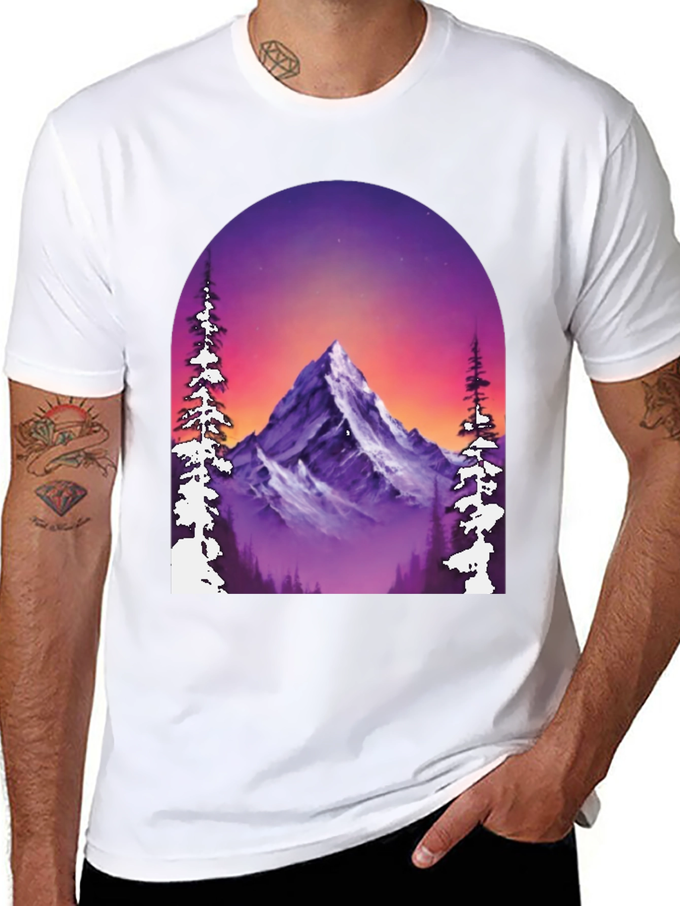 Mountain Vista Graphic Tee - Black Cotton Blend