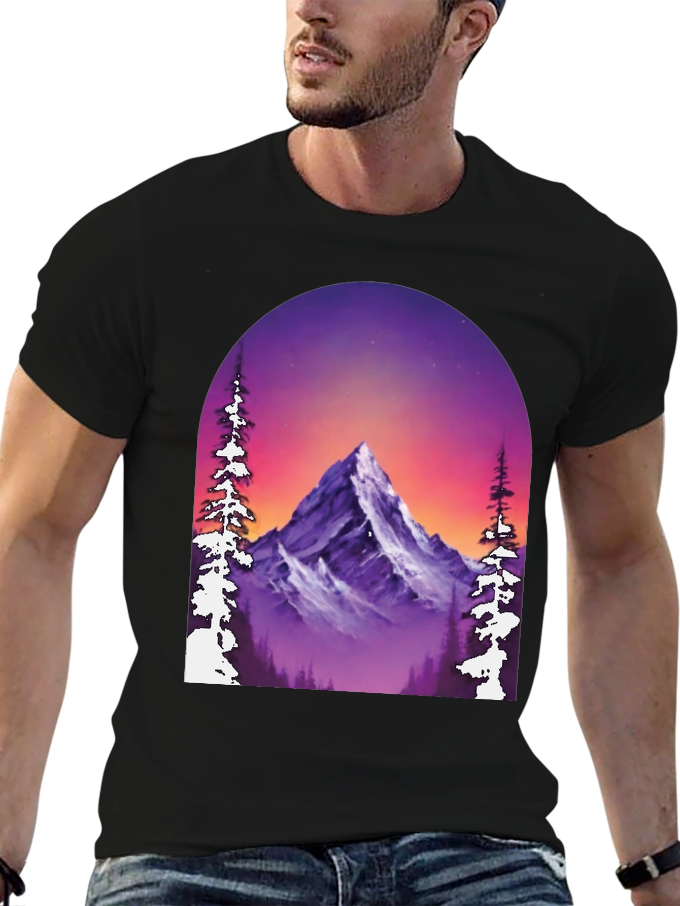 Mountain Vista Graphic Tee - Black Cotton Blend