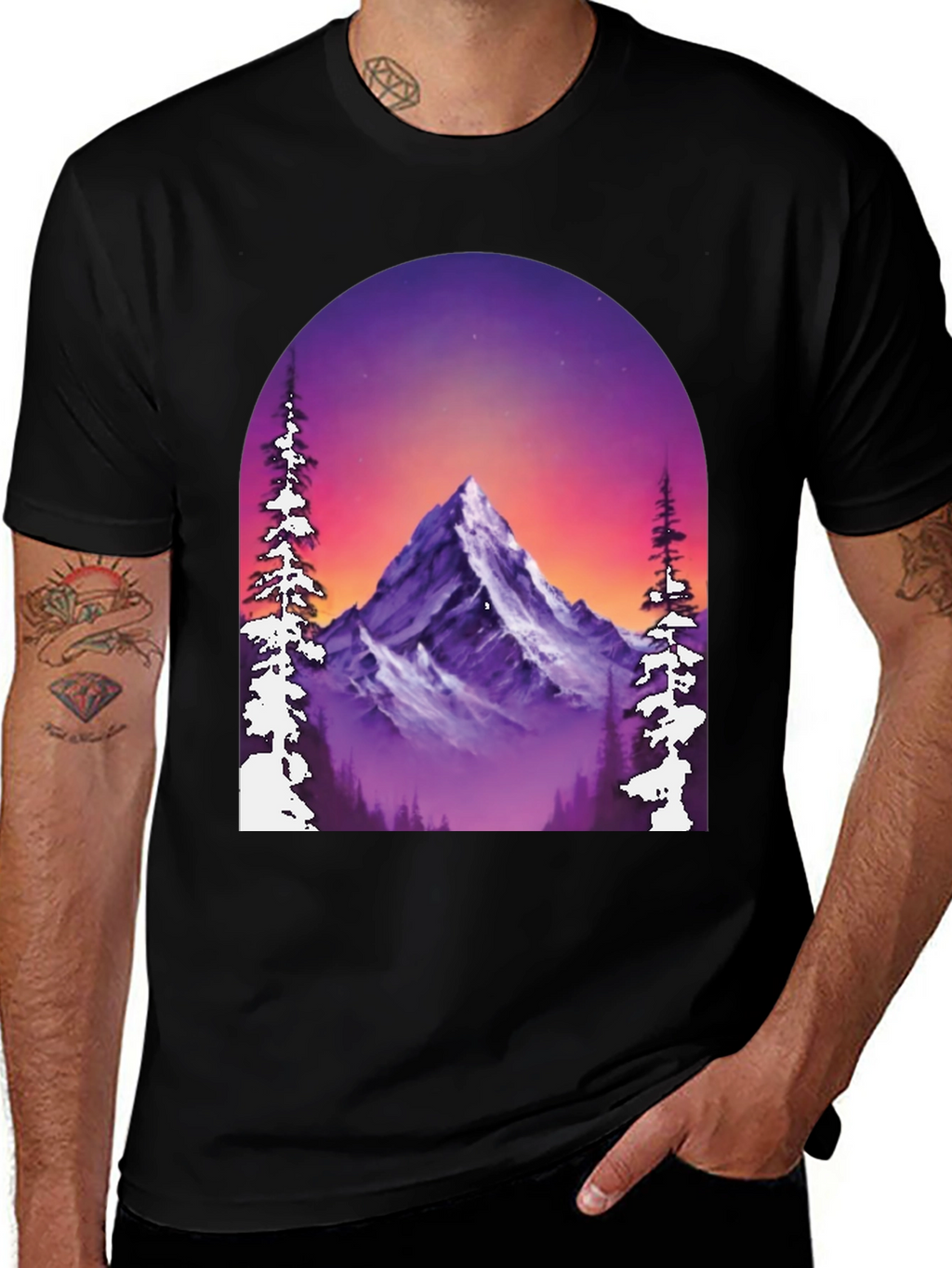 Mountain Vista Graphic Tee - Black Cotton Blend
