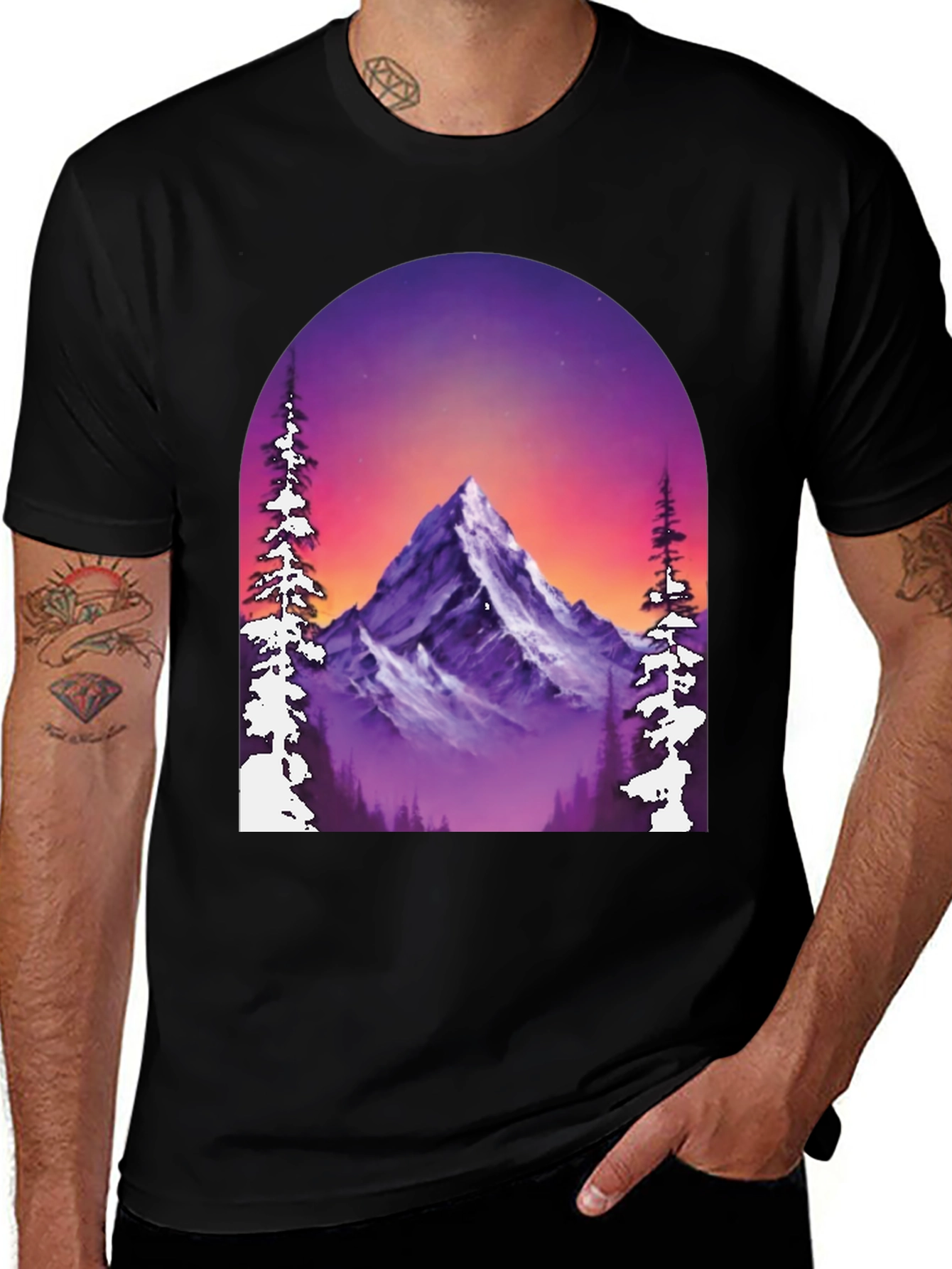 Mountain Vista Graphic Tee - Black Cotton Blend