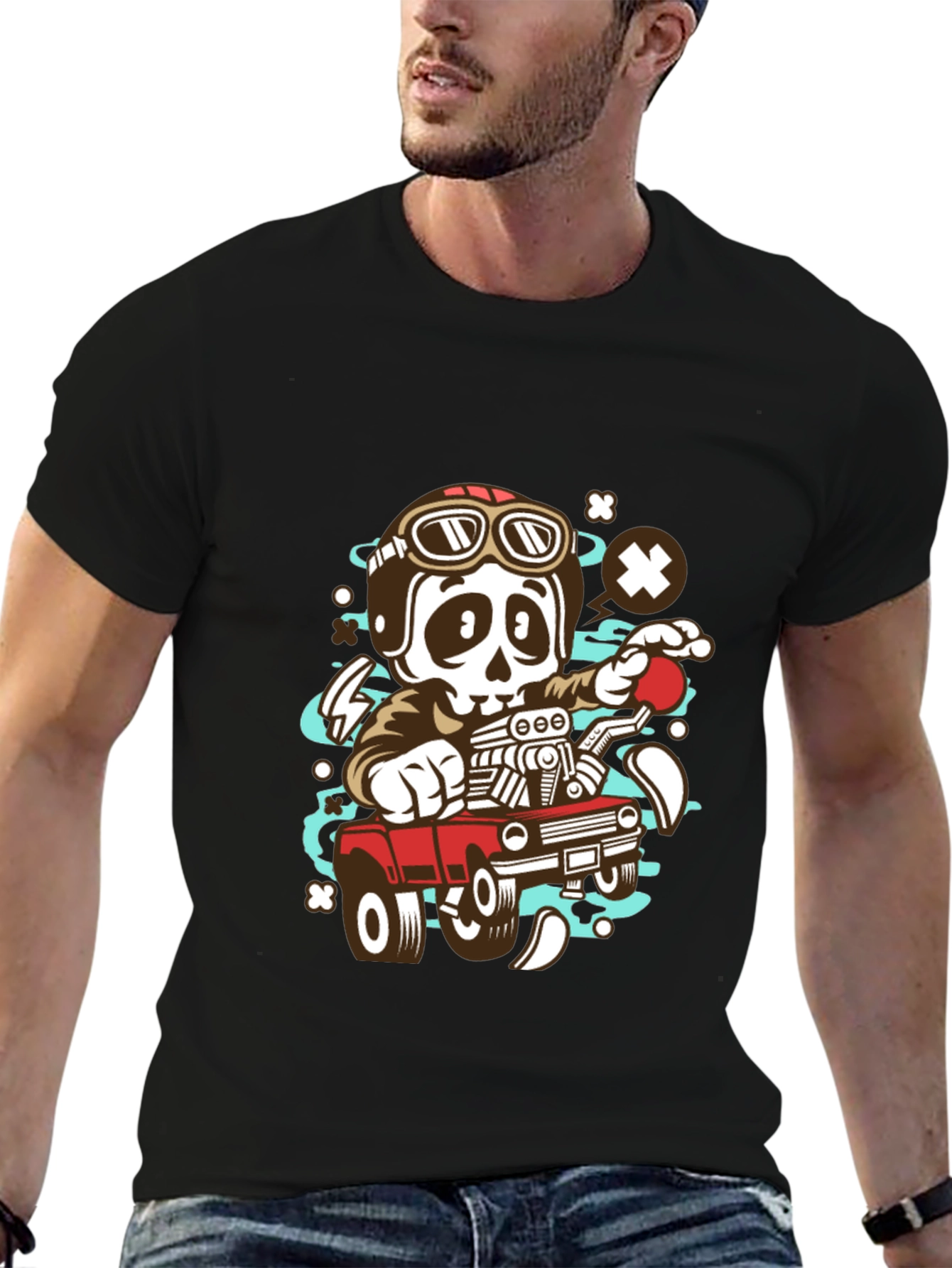 Cool Skeleton Driver Graphic T-Shirt