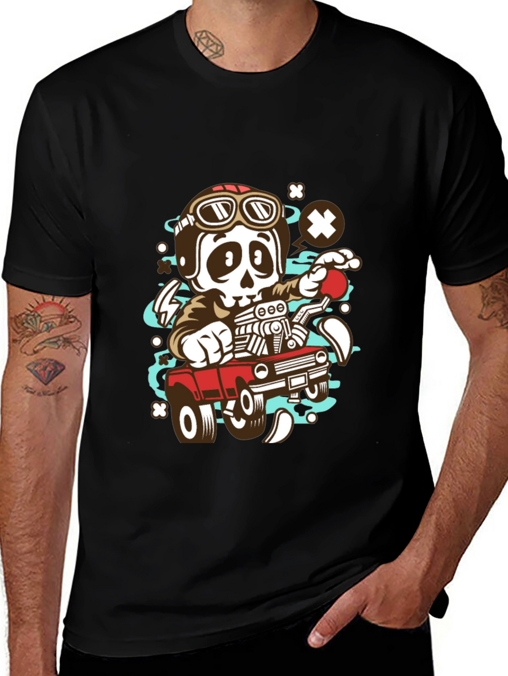 Cool Skeleton Driver Graphic T-Shirt