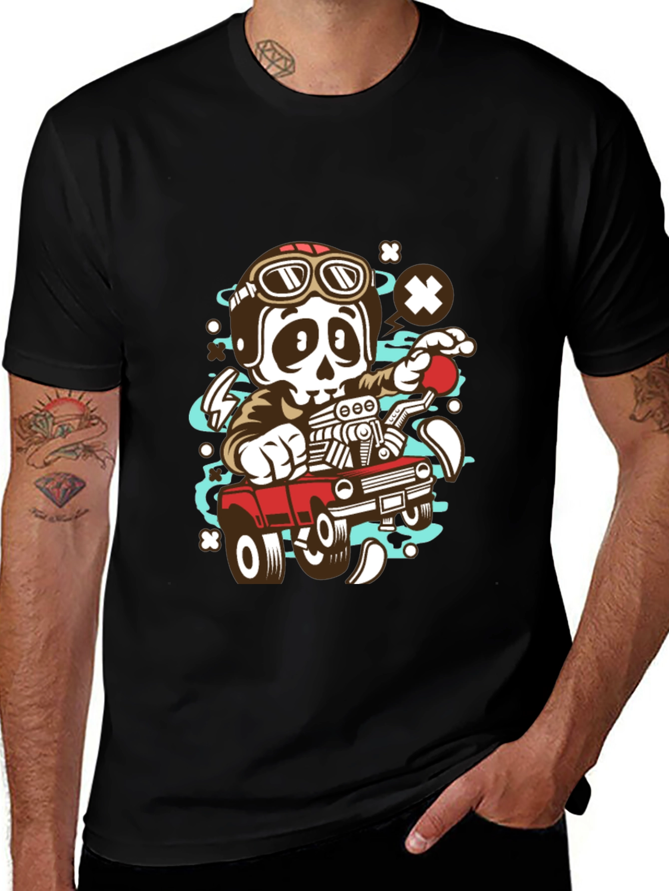 Cool Skeleton Driver Graphic T-Shirt