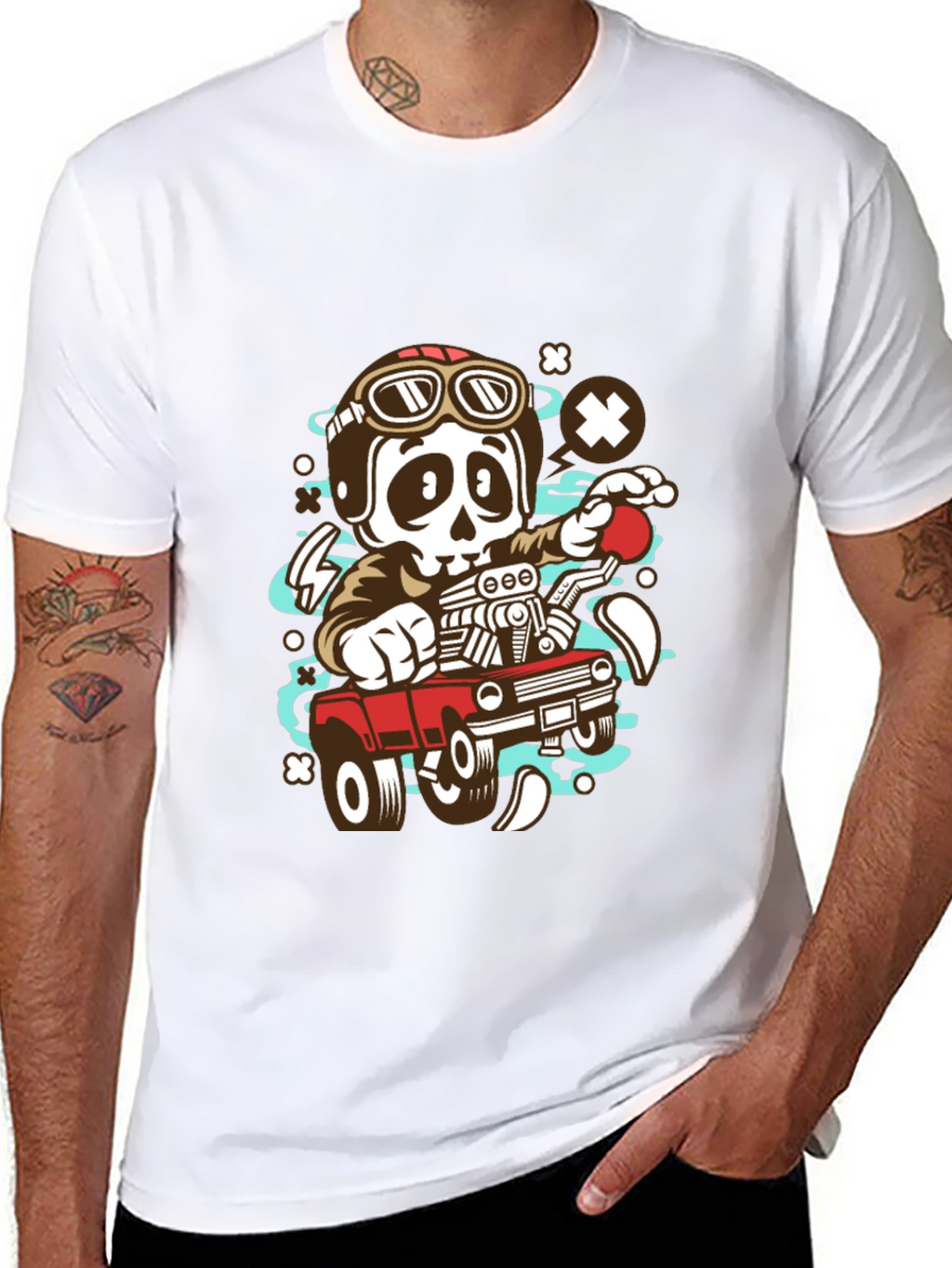 Cool Skeleton Driver Graphic T-Shirt