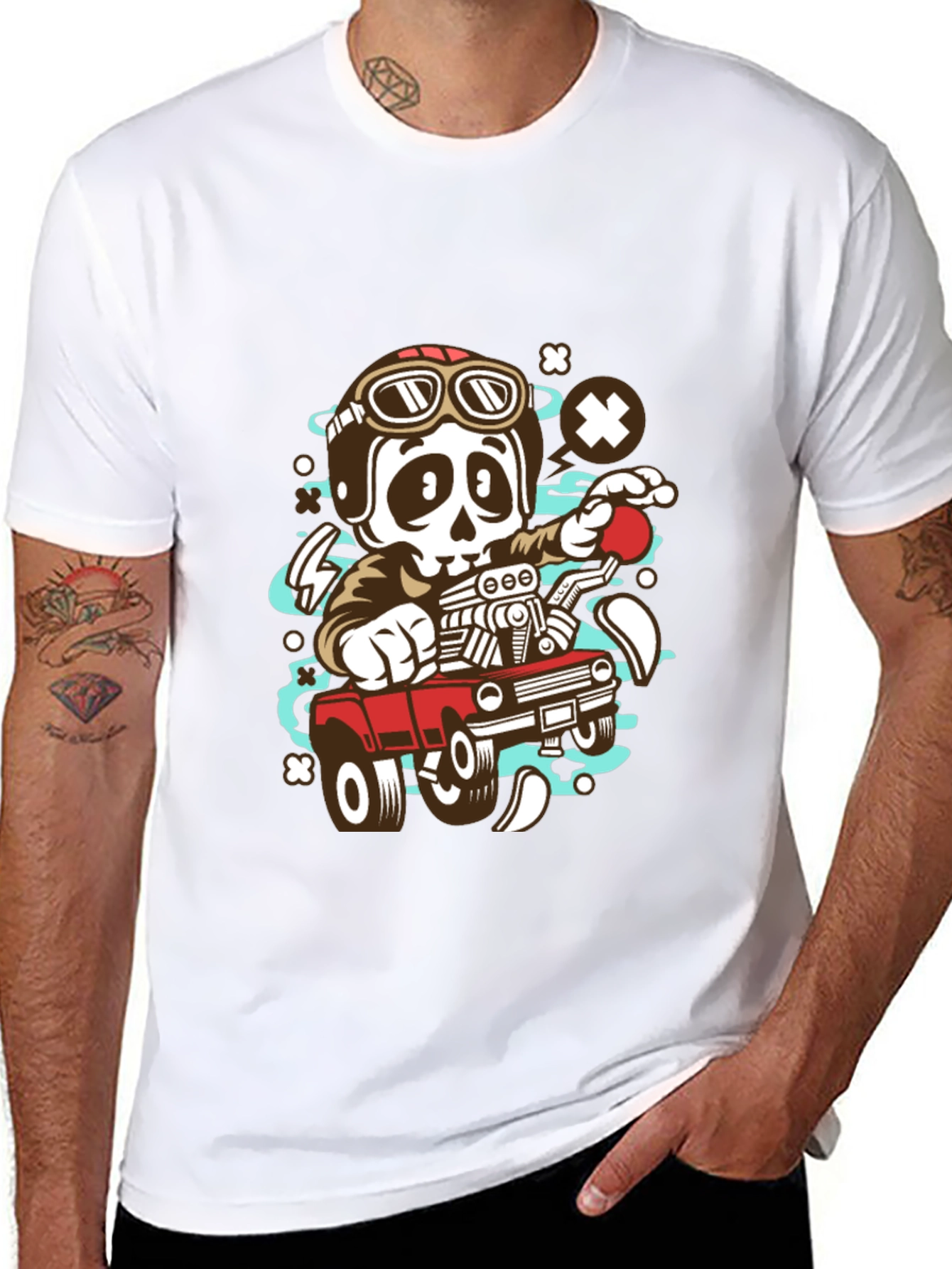 Cool Skeleton Driver Graphic T-Shirt