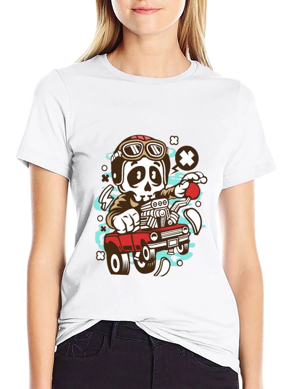 Cool Skeleton Driver Graphic T-Shirt