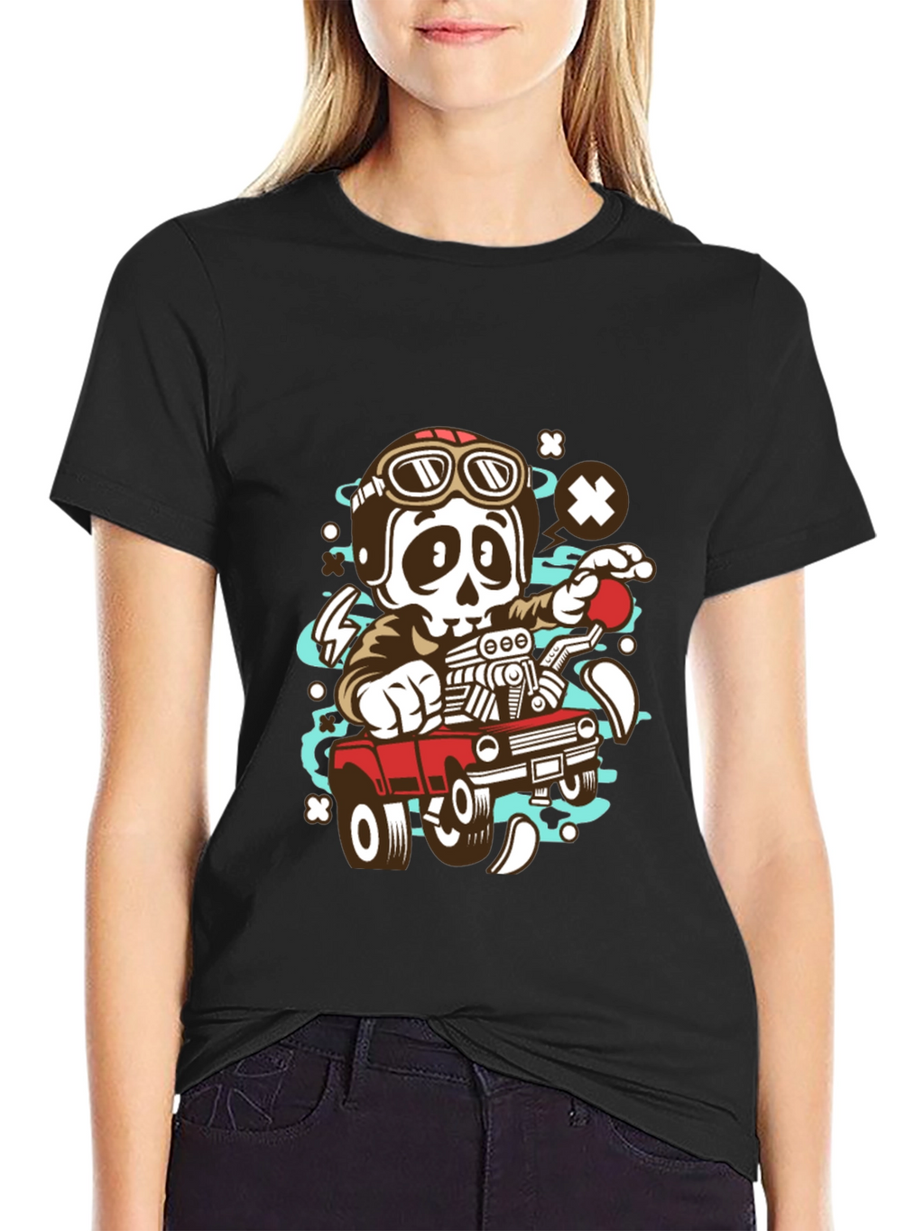 Cool Skeleton Driver Graphic T-Shirt