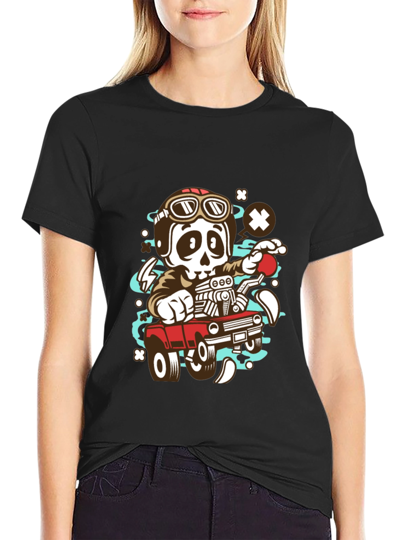 Cool Skeleton Driver Graphic T-Shirt