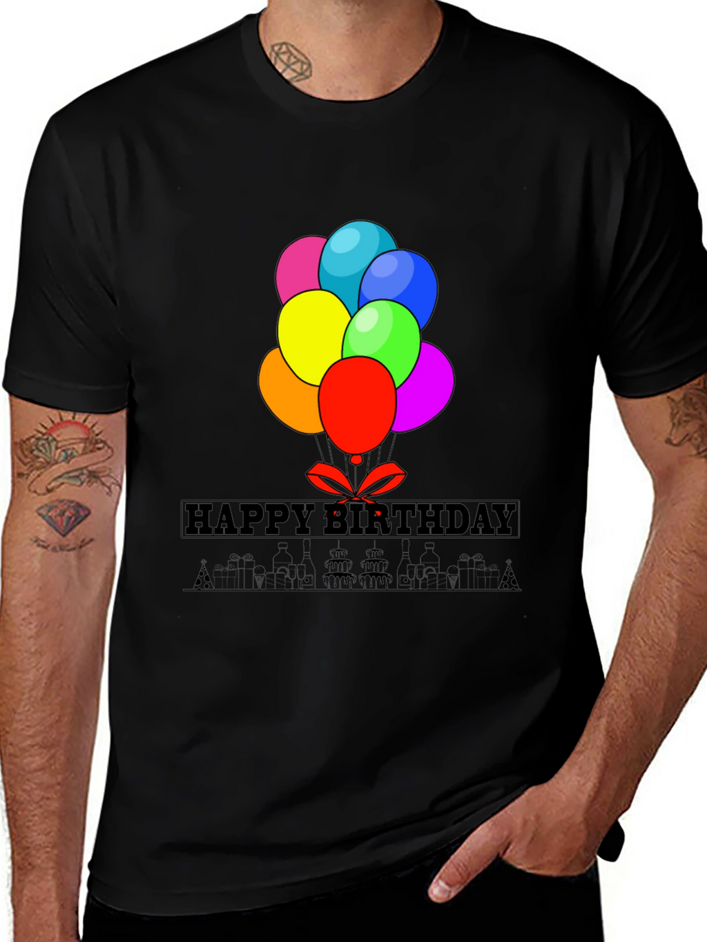 Happy Birthday Balloon Graphic Tee - Stylish Casual Wear