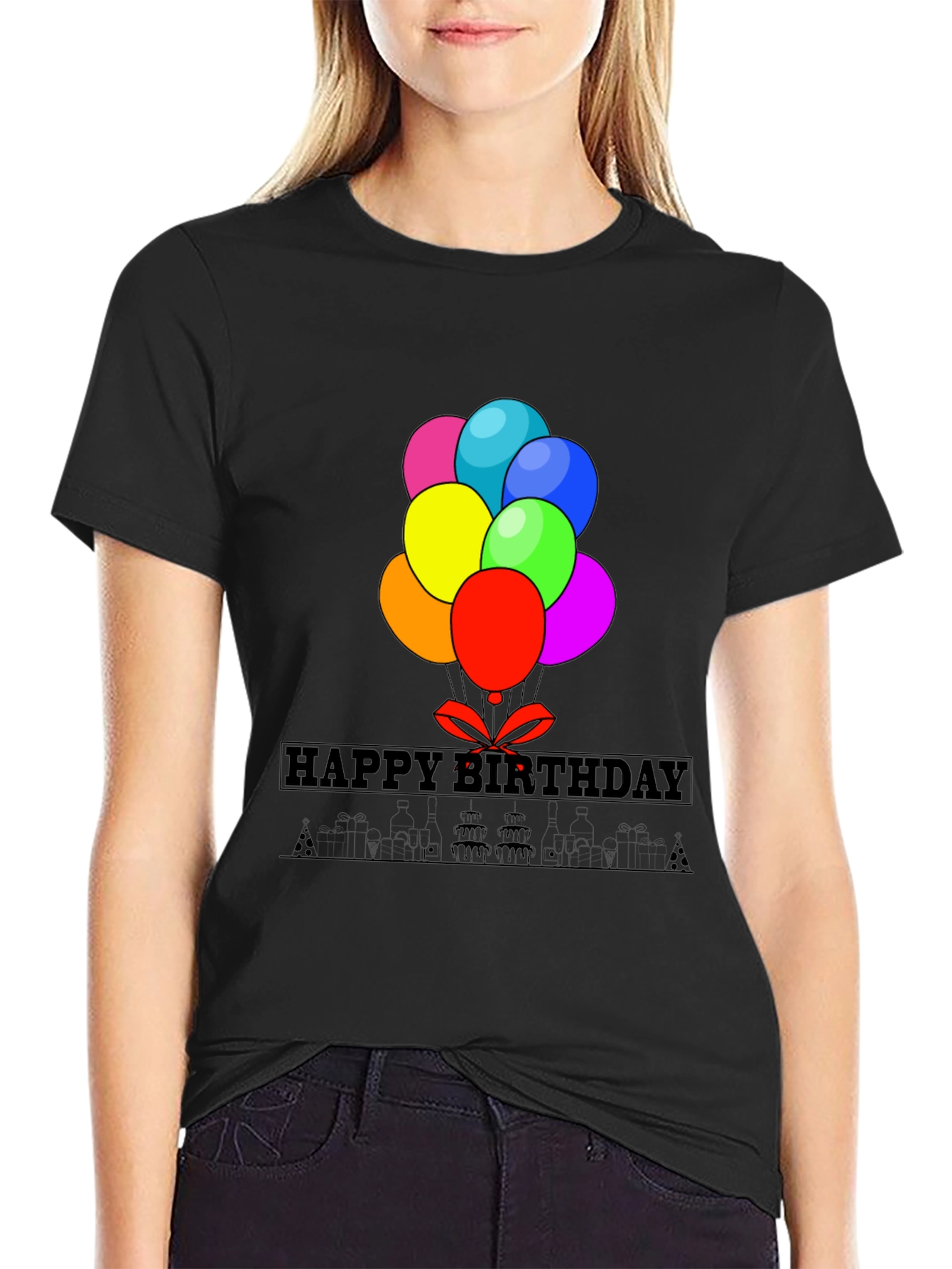 Happy Birthday Balloon Graphic Tee - Stylish Casual Wear
