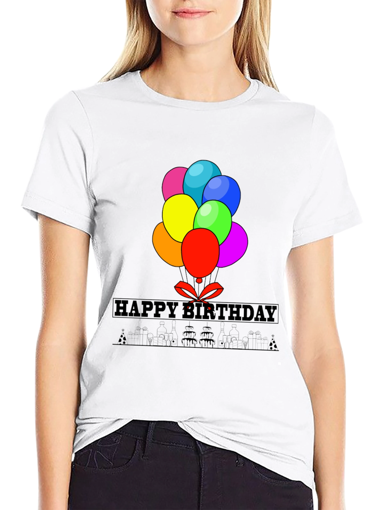 Happy Birthday Balloon Graphic Tee - Stylish Casual Wear