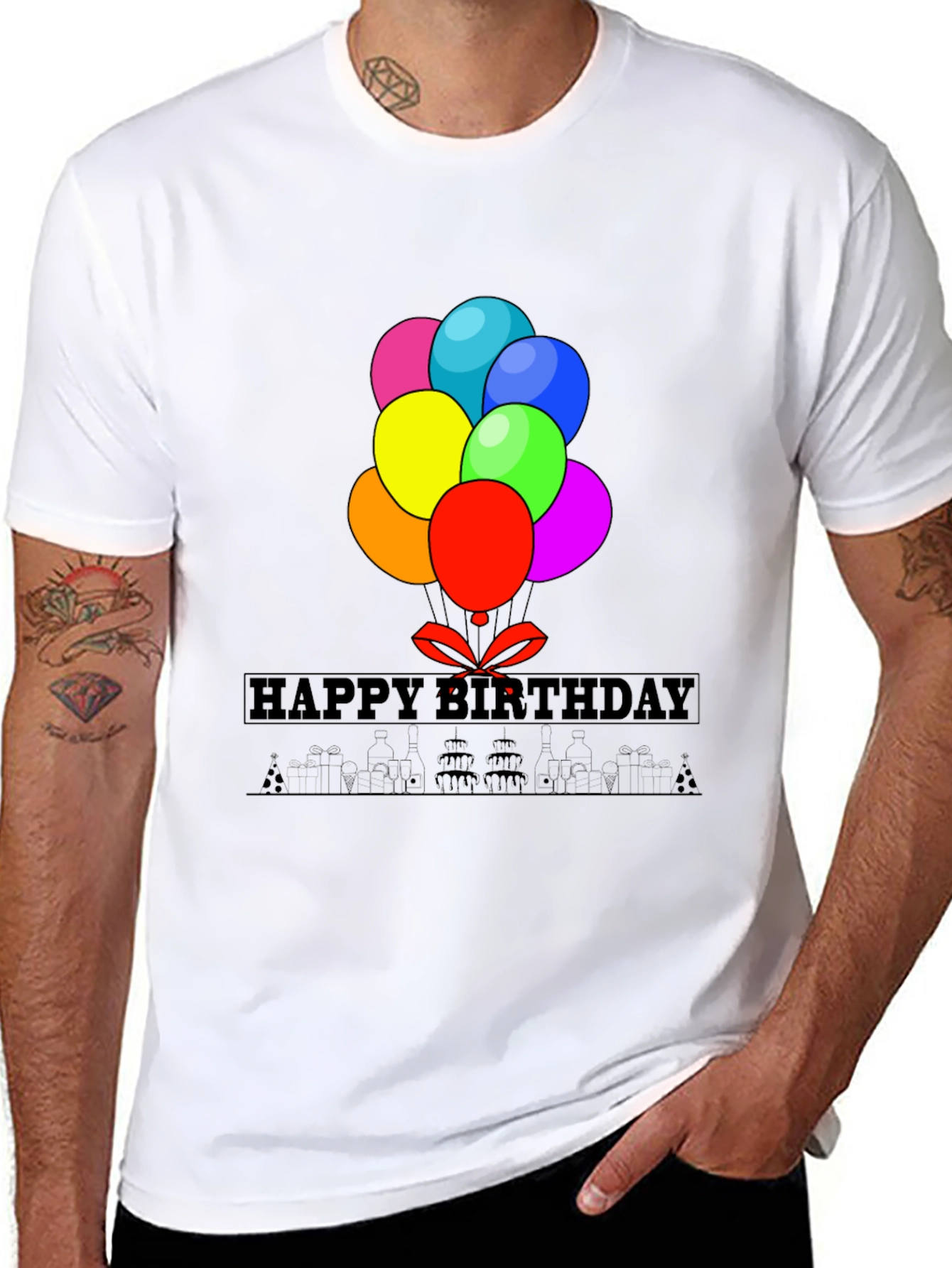 Happy Birthday Balloon Graphic Tee - Stylish Casual Wear
