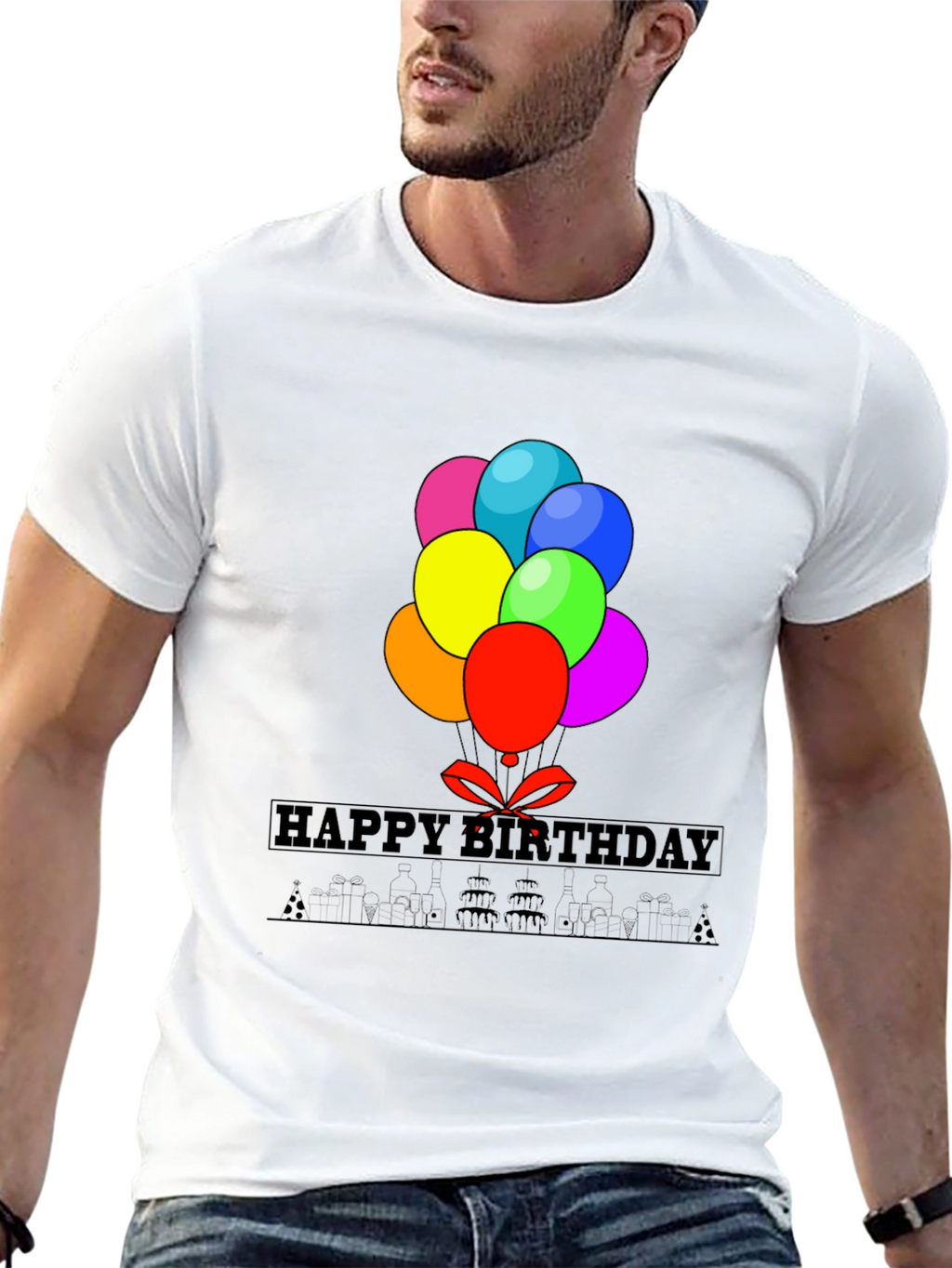 Happy Birthday Balloon Graphic Tee - Stylish Casual Wear