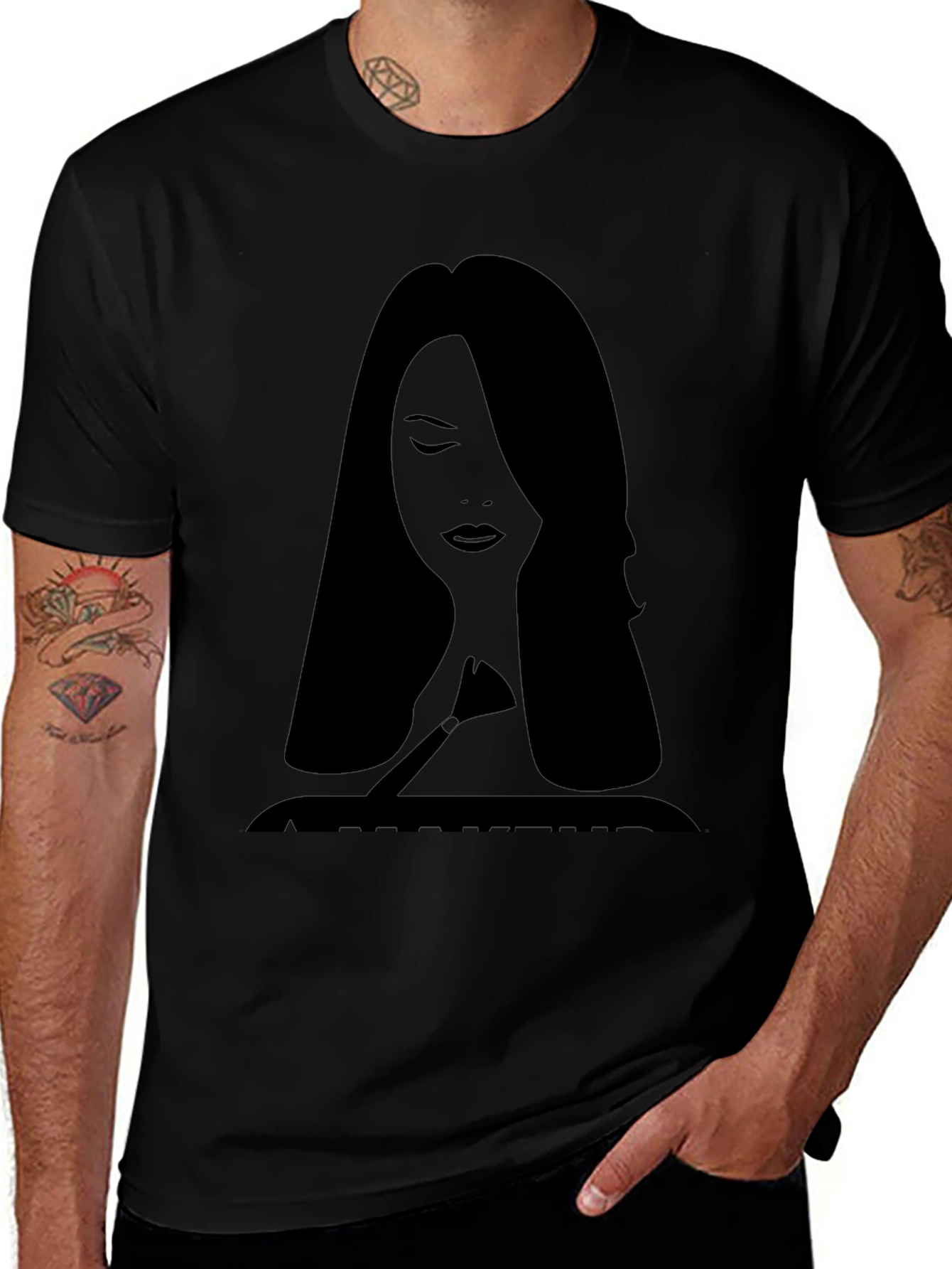 Makeup Artist Silhouette Tee - Stylish Graphic T-Shirt