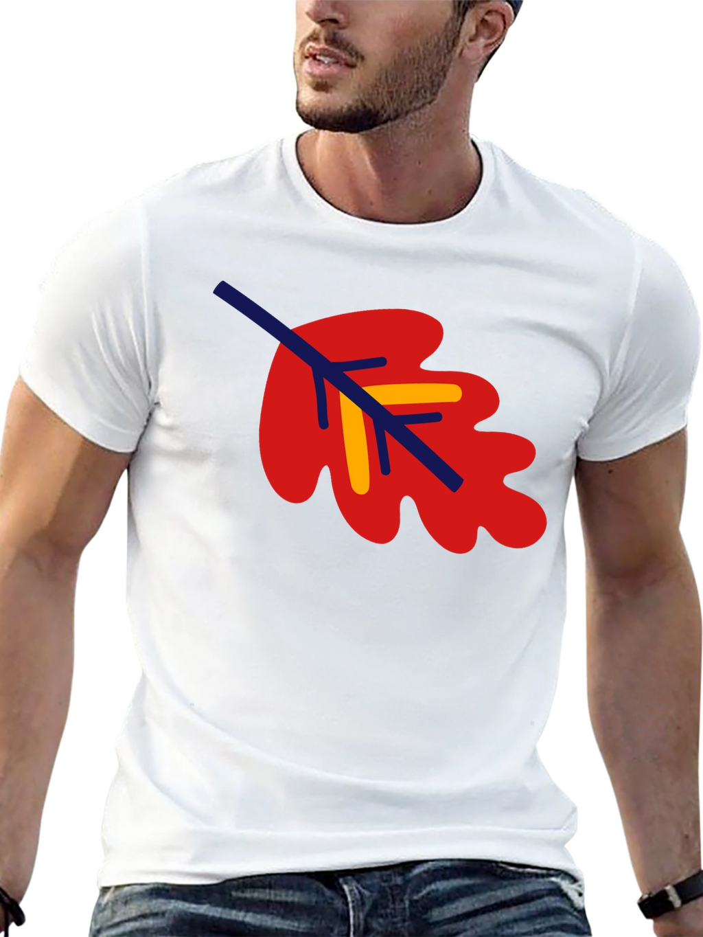 Leaf Graphic Tee - Black Cotton Blend Shirt