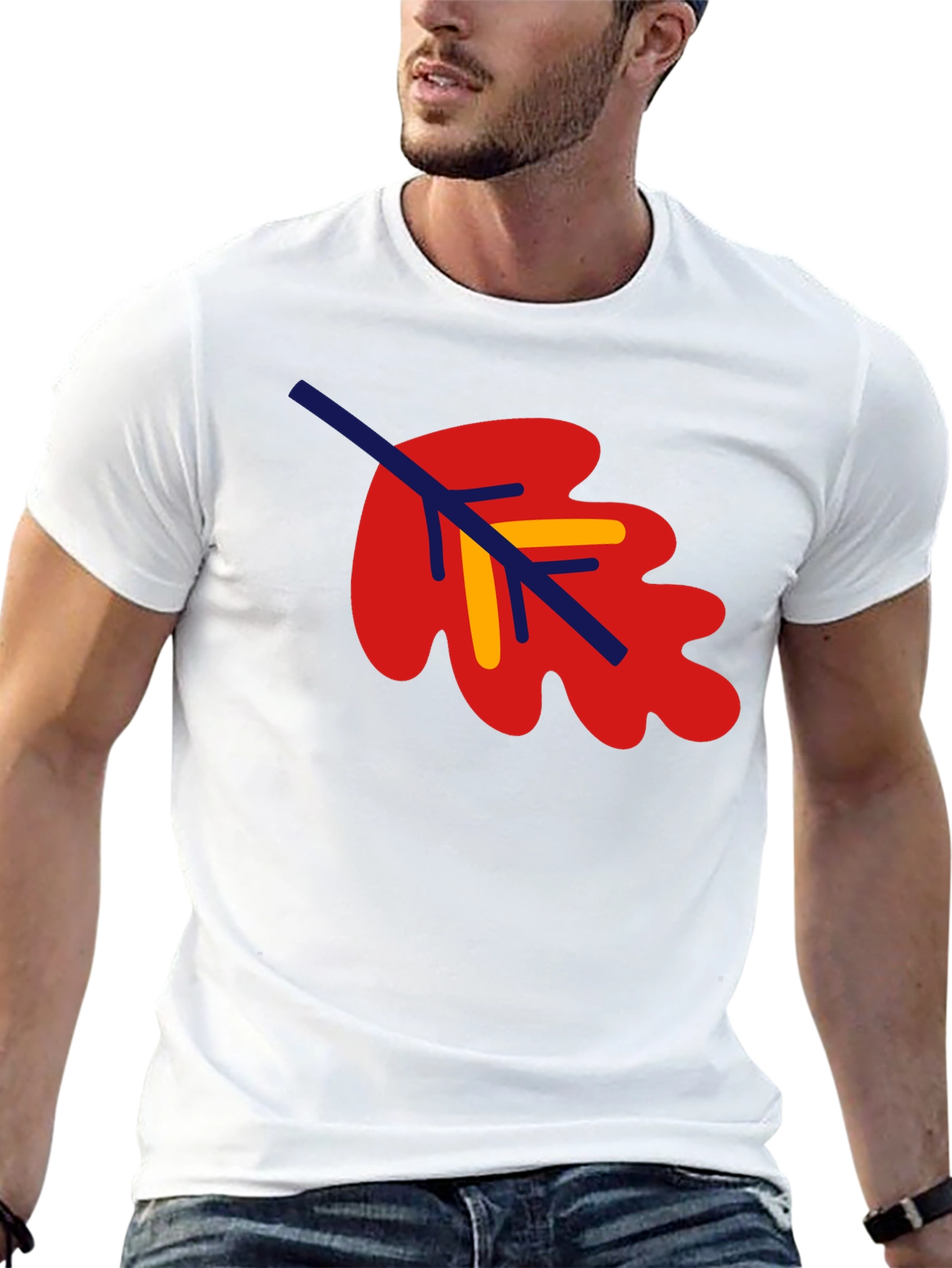 Leaf Graphic Tee - Black Cotton Blend Shirt