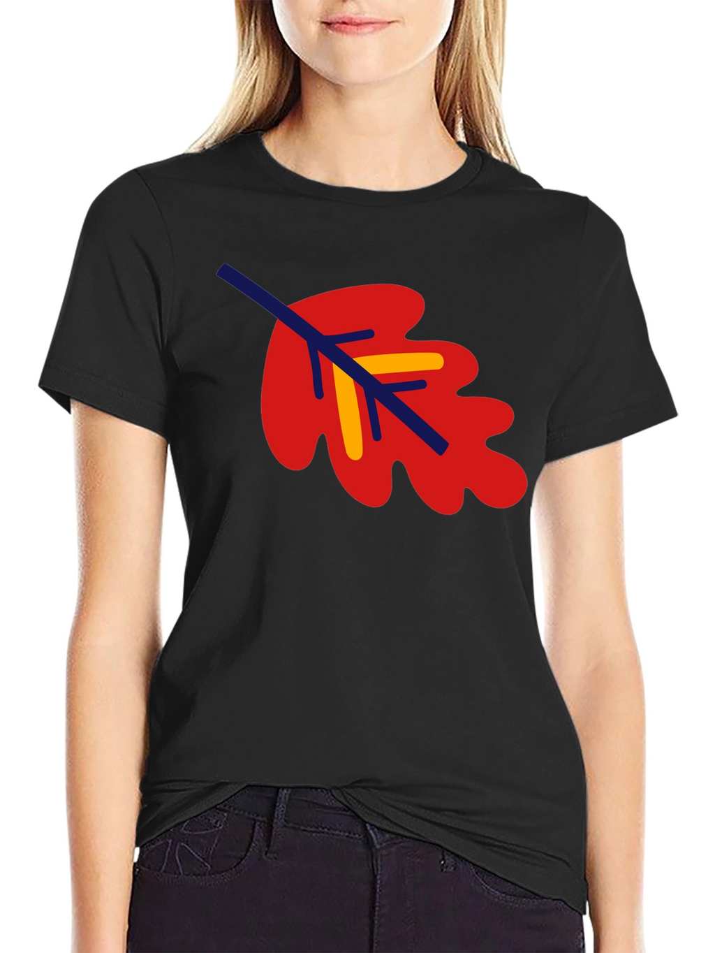 Leaf Graphic Tee - Black Cotton Blend Shirt