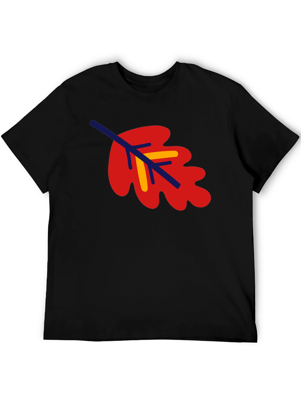 Leaf Graphic Tee - Black Cotton Blend Shirt