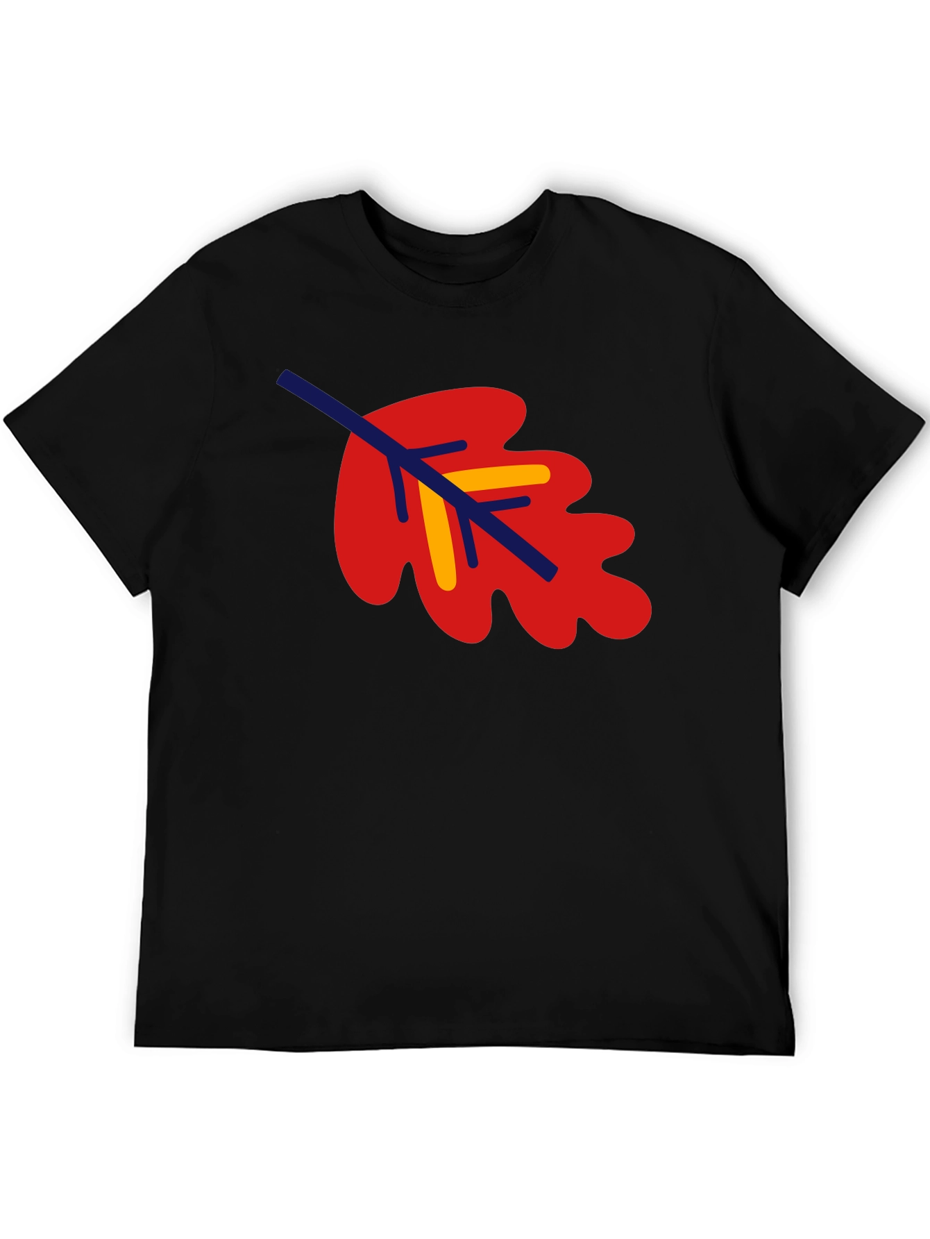 Leaf Graphic Tee - Black Cotton Blend Shirt