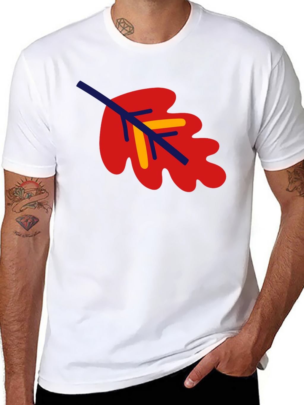 Leaf Graphic Tee - Black Cotton Blend Shirt