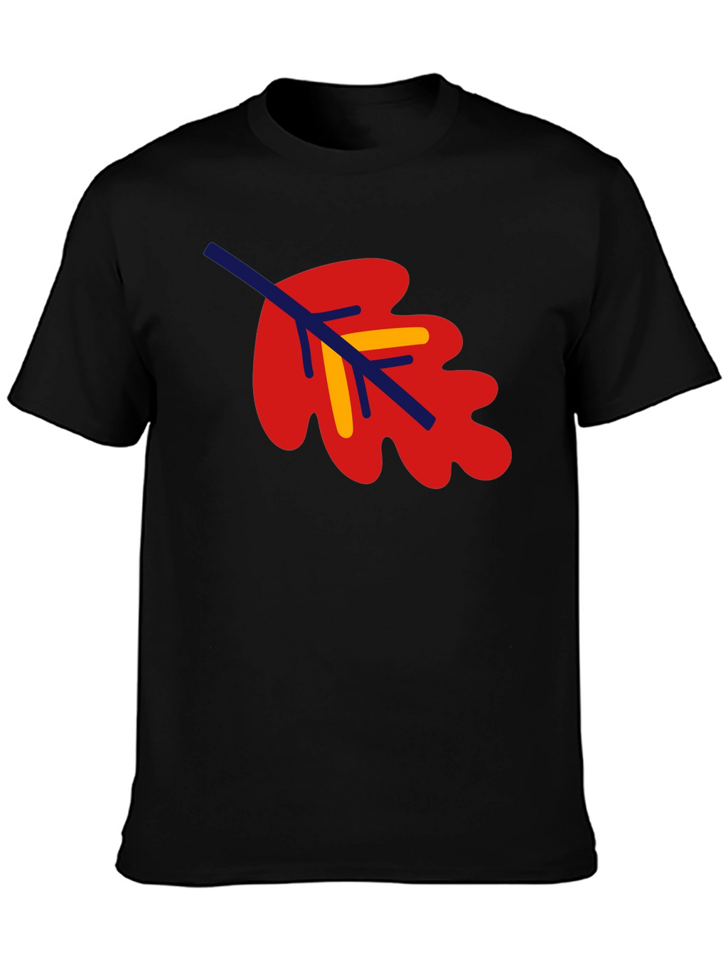 Leaf Graphic Tee - Black Cotton Blend Shirt