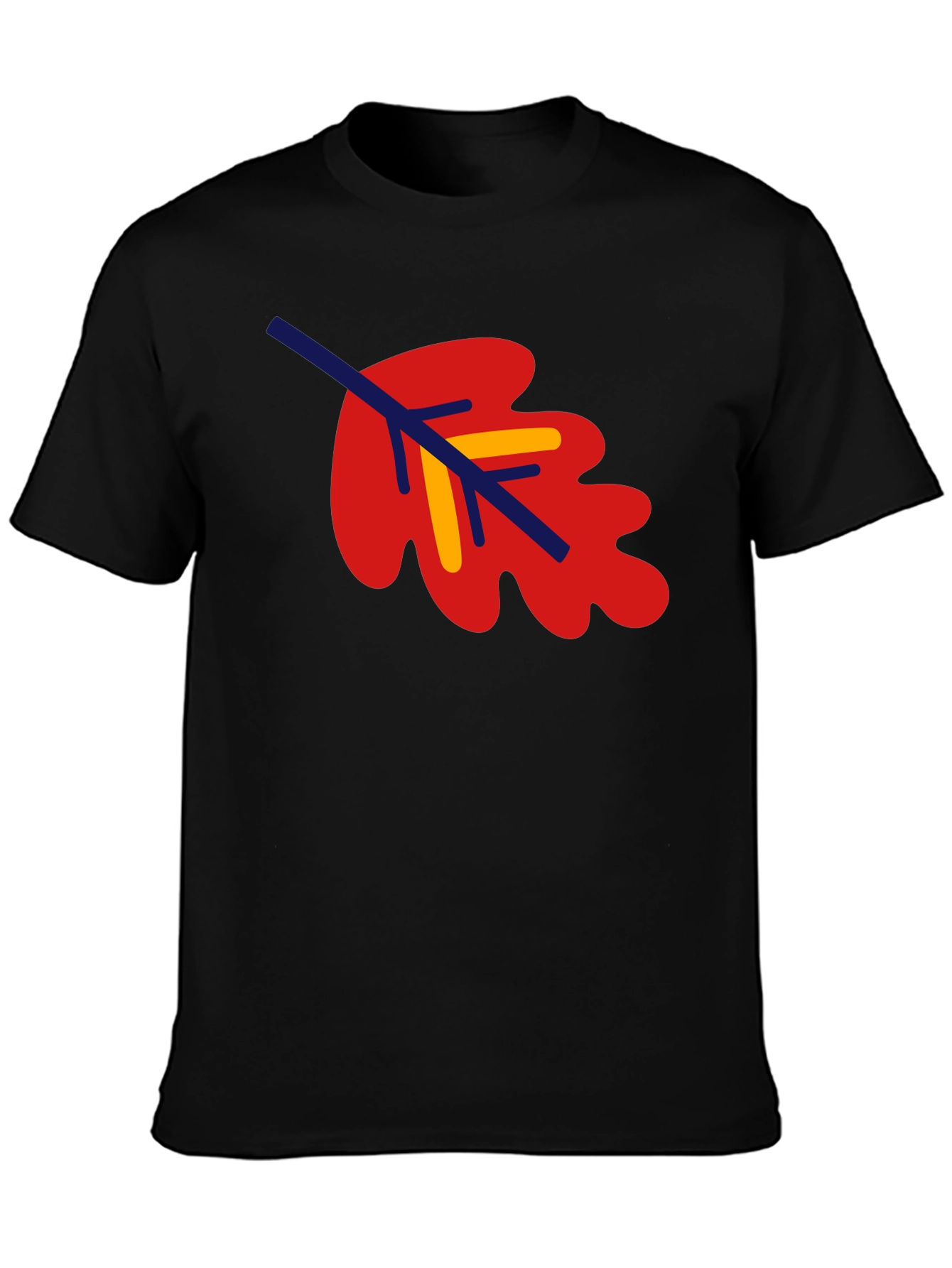 Leaf Graphic Tee - Black Cotton Blend Shirt