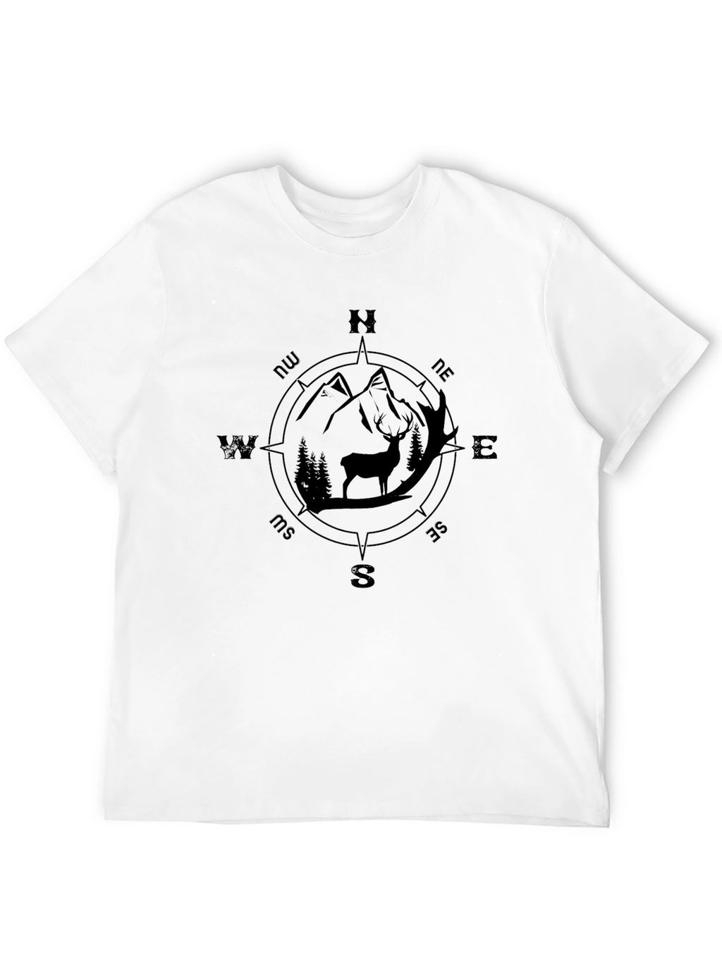 Compass Deer Graphic Tee - Black