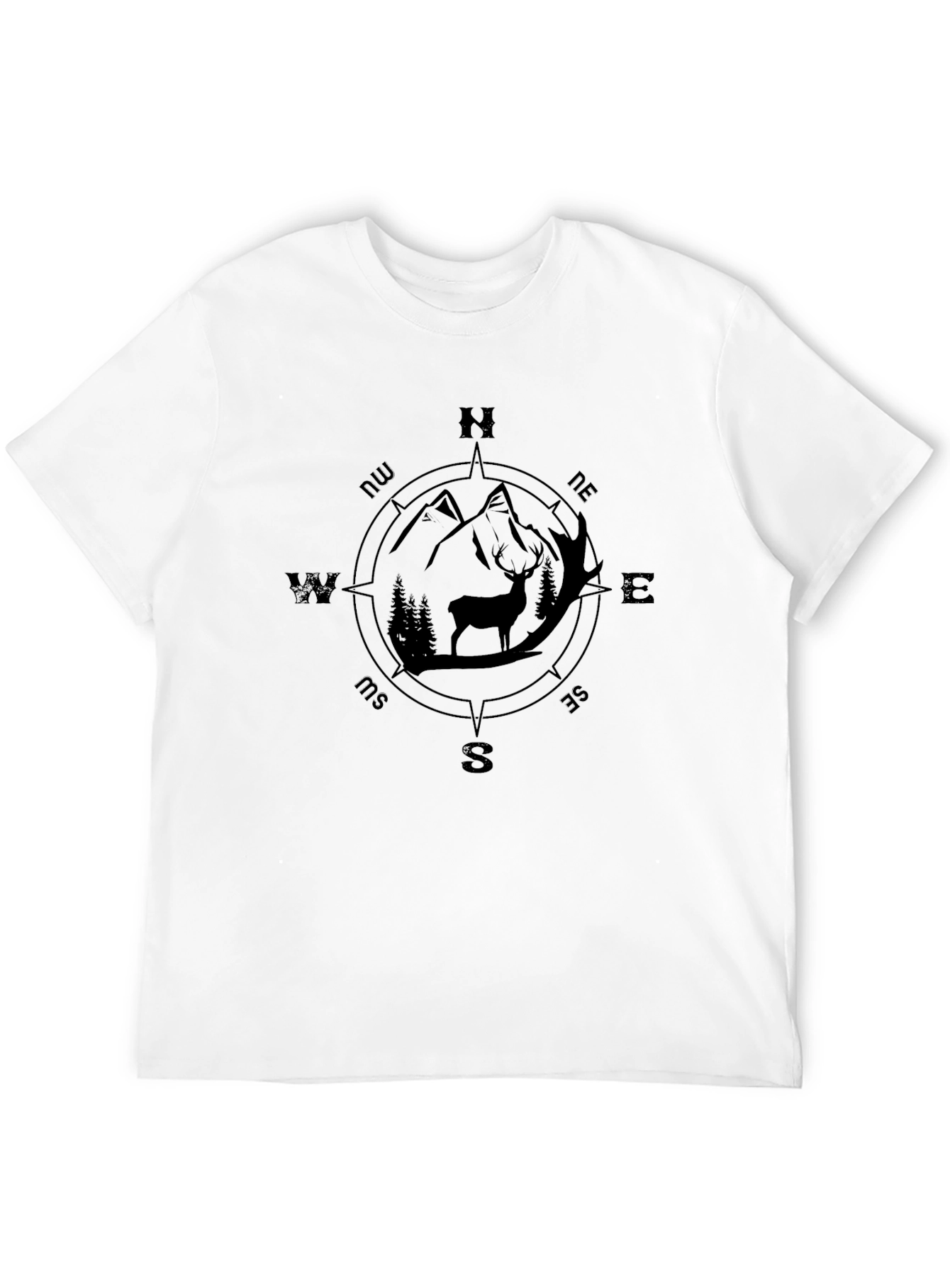 Compass Deer Graphic Tee - Black