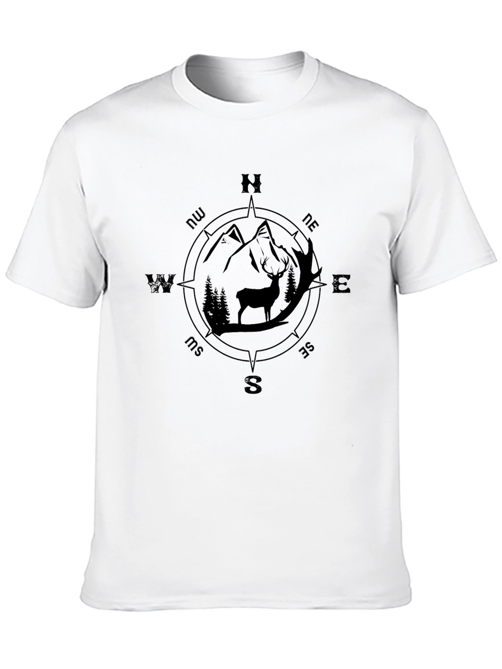 Compass Deer Graphic Tee - Black