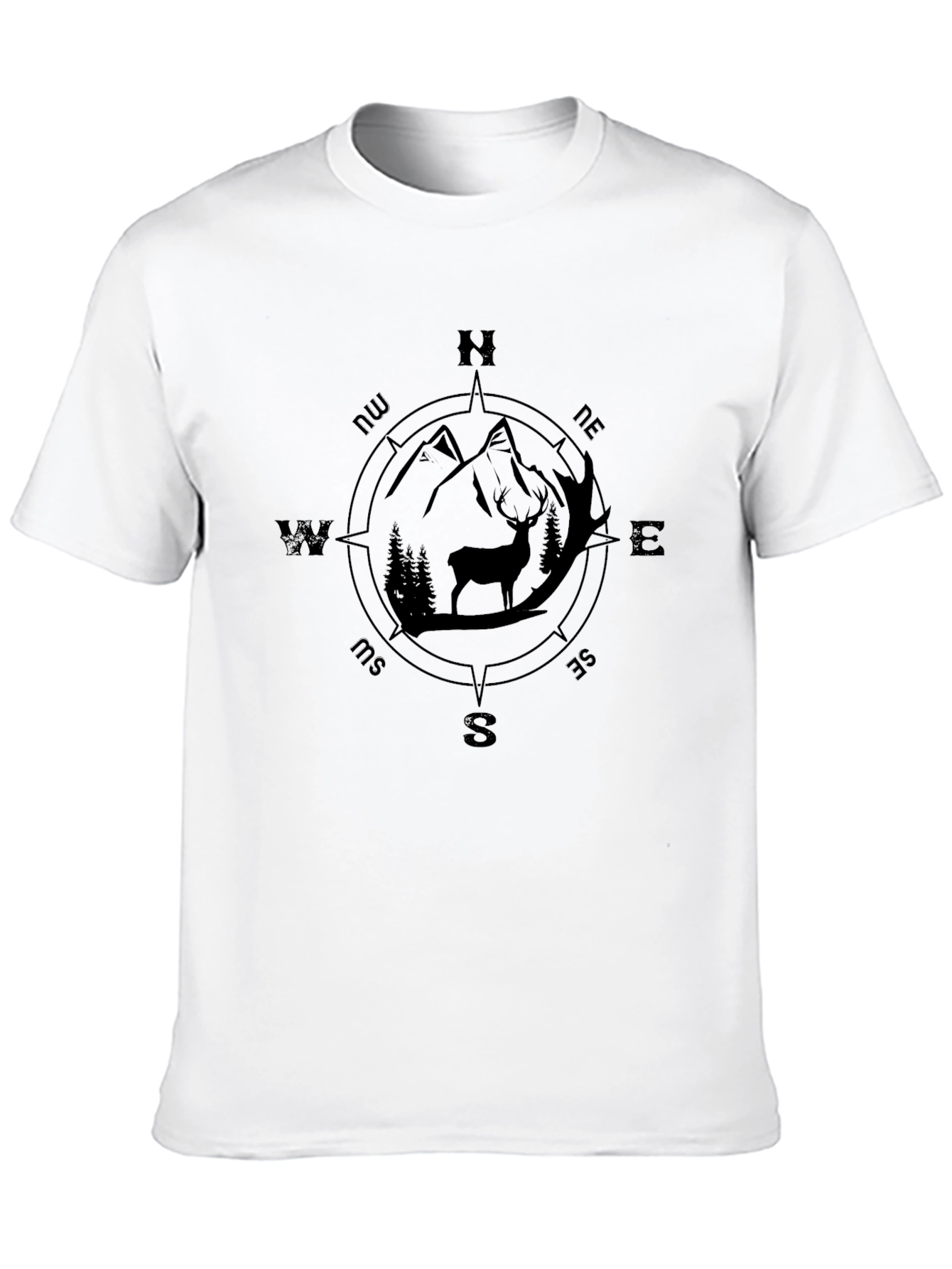 Compass Deer Graphic Tee - Black