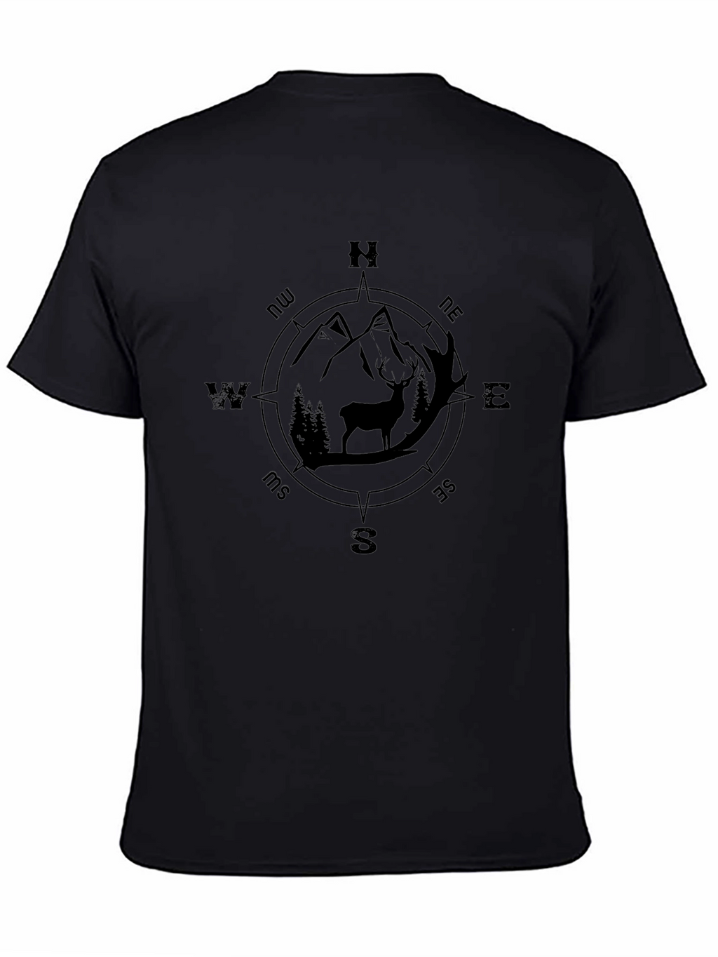 Compass Deer Graphic Tee - Black