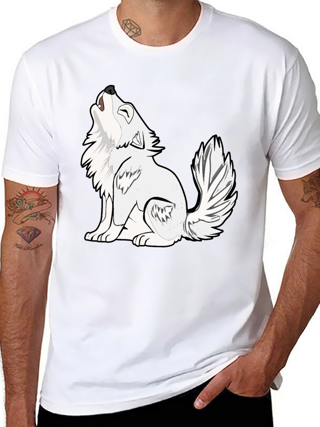 Black Wolf Graphic T-Shirt - Mens
